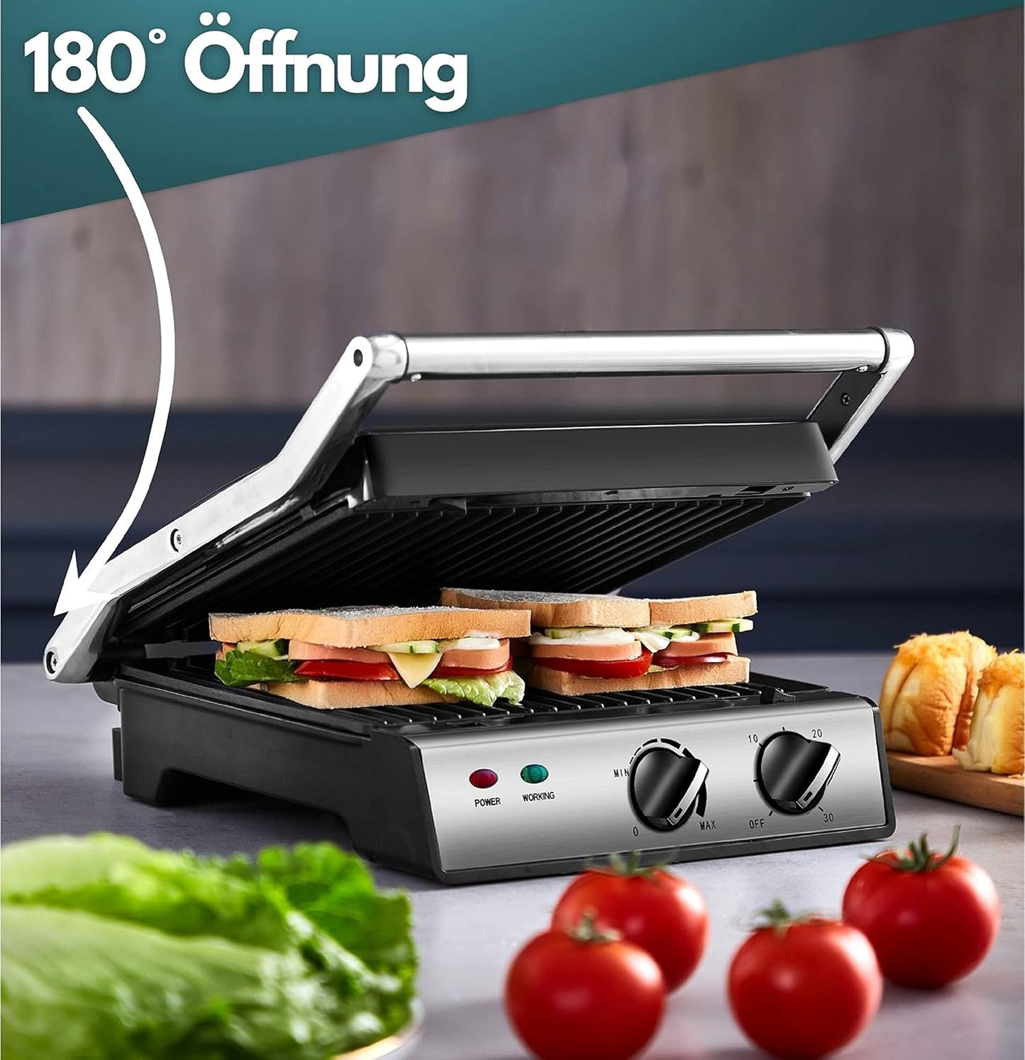 Kontaktgrill mit abnehmbaren Platten