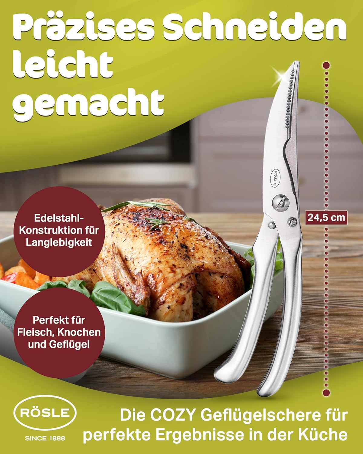 Geflügelschere mit Einhandverriegelung