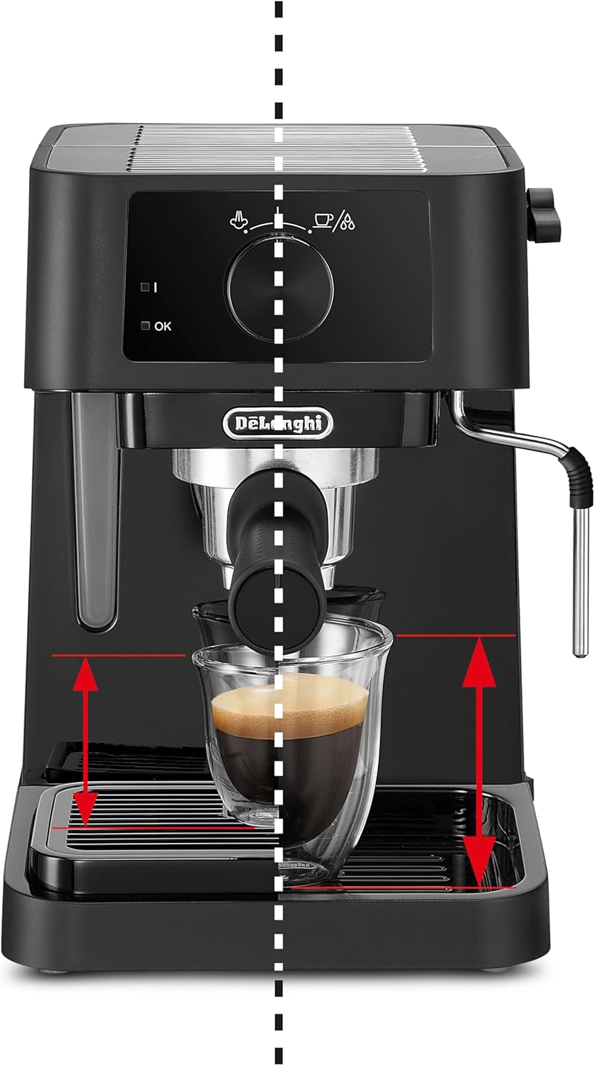 Stilosa EC 230.BK Siebträgermaschine mit Milchaufschäumer, Schwarz