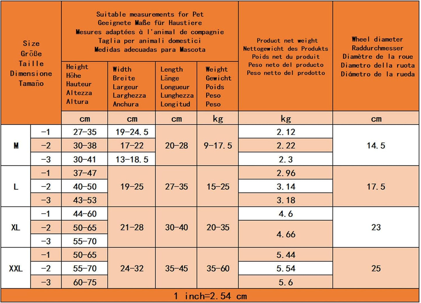 Verstellbarer 2-Rad-Hunderollstuhl für Rehabilitation, L-1
