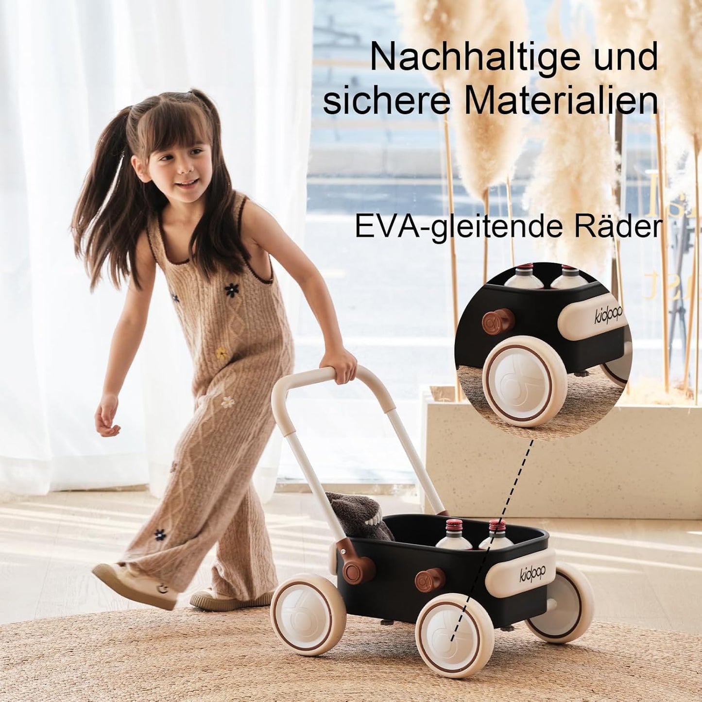 2-in-1 Baby Lauflernwagen Pula, Schwarz
