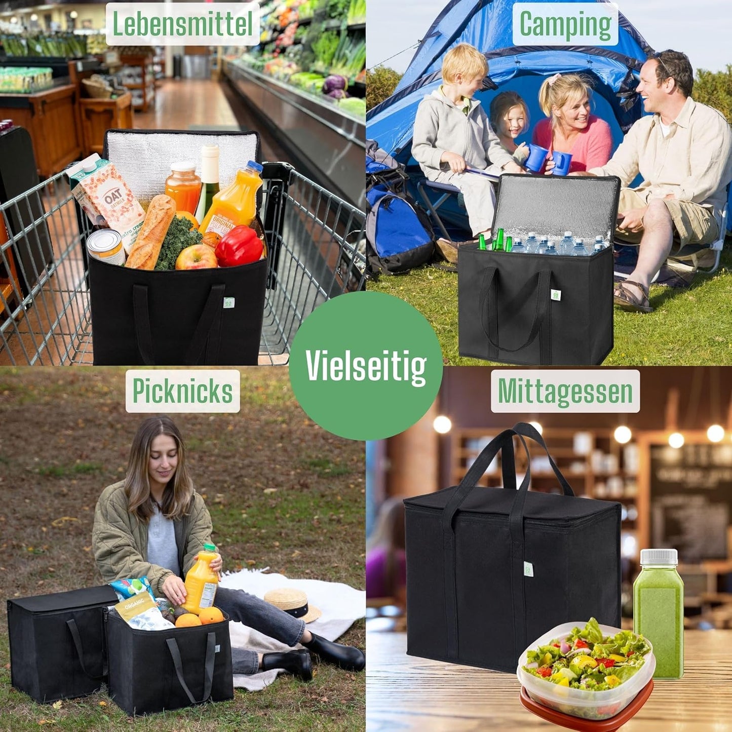 2er-Set Einkaufstasche, Schwarz 2-er Pack