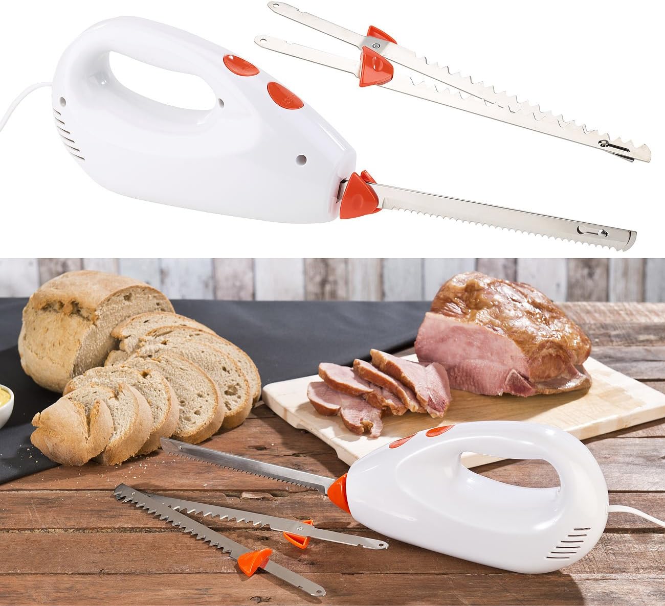 Elektrisches Messer mit Edelstahl-Doppelklingen (180 W)