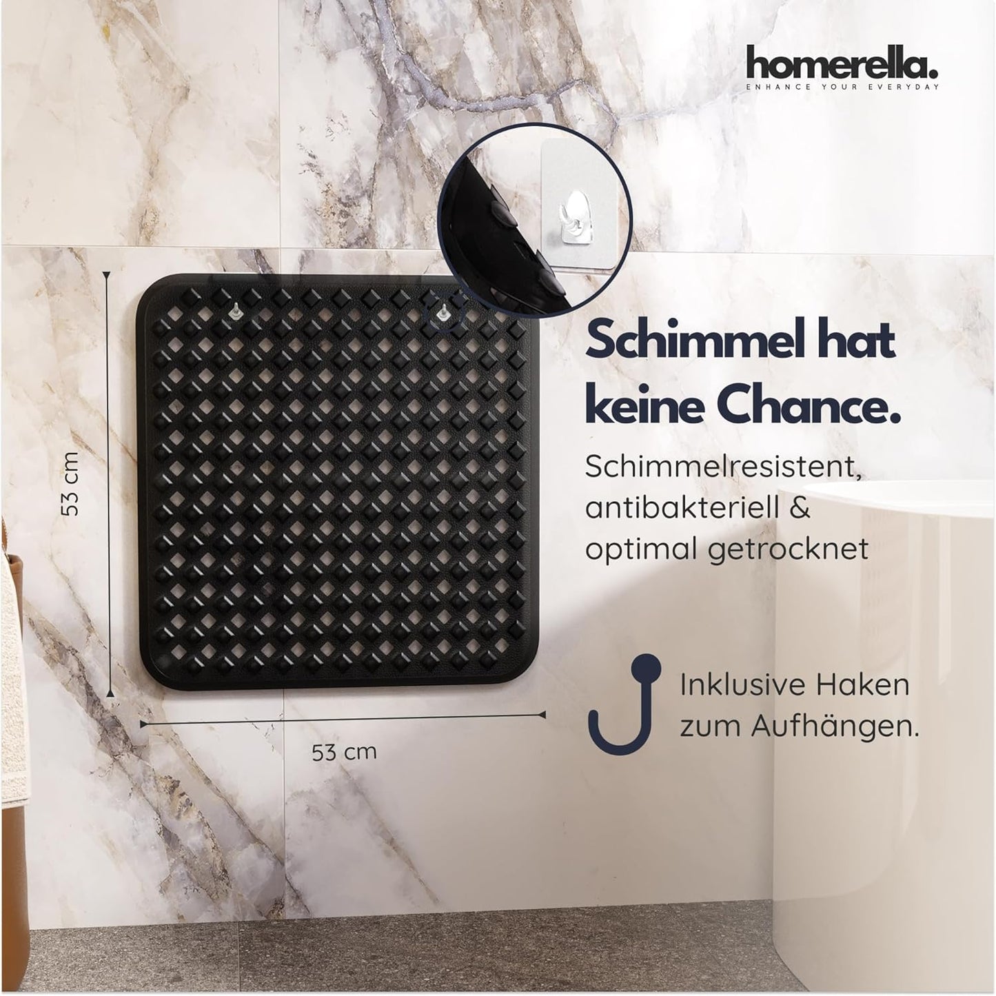 Rutschfeste Duschmatte, Schwarz