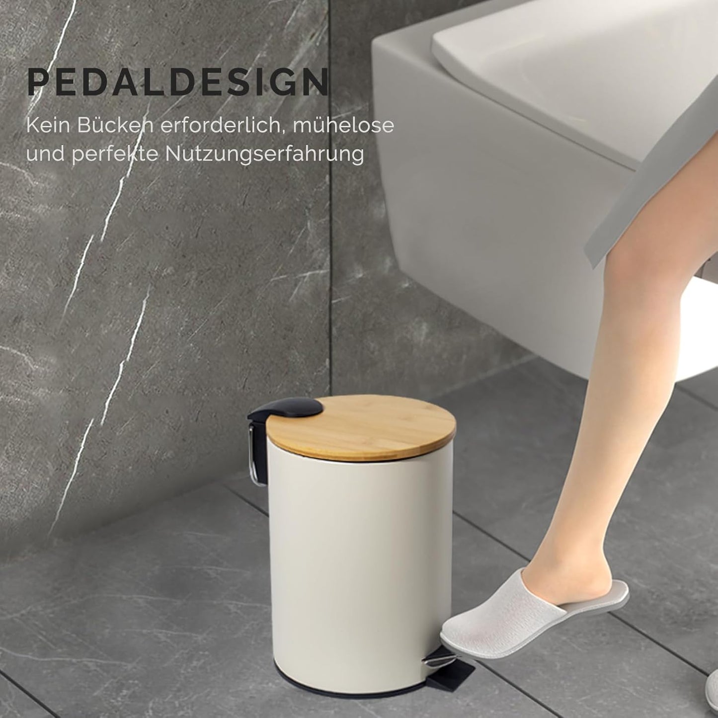 Kosmetikeimer mit Absenkautomatik, Beige 5L