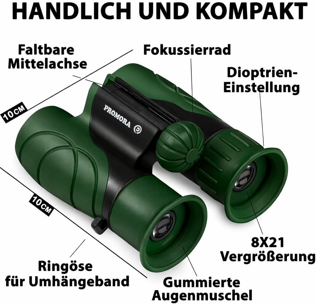 Fernglas für Kinder inklusive Lupe & Kompass, dunkelgrün