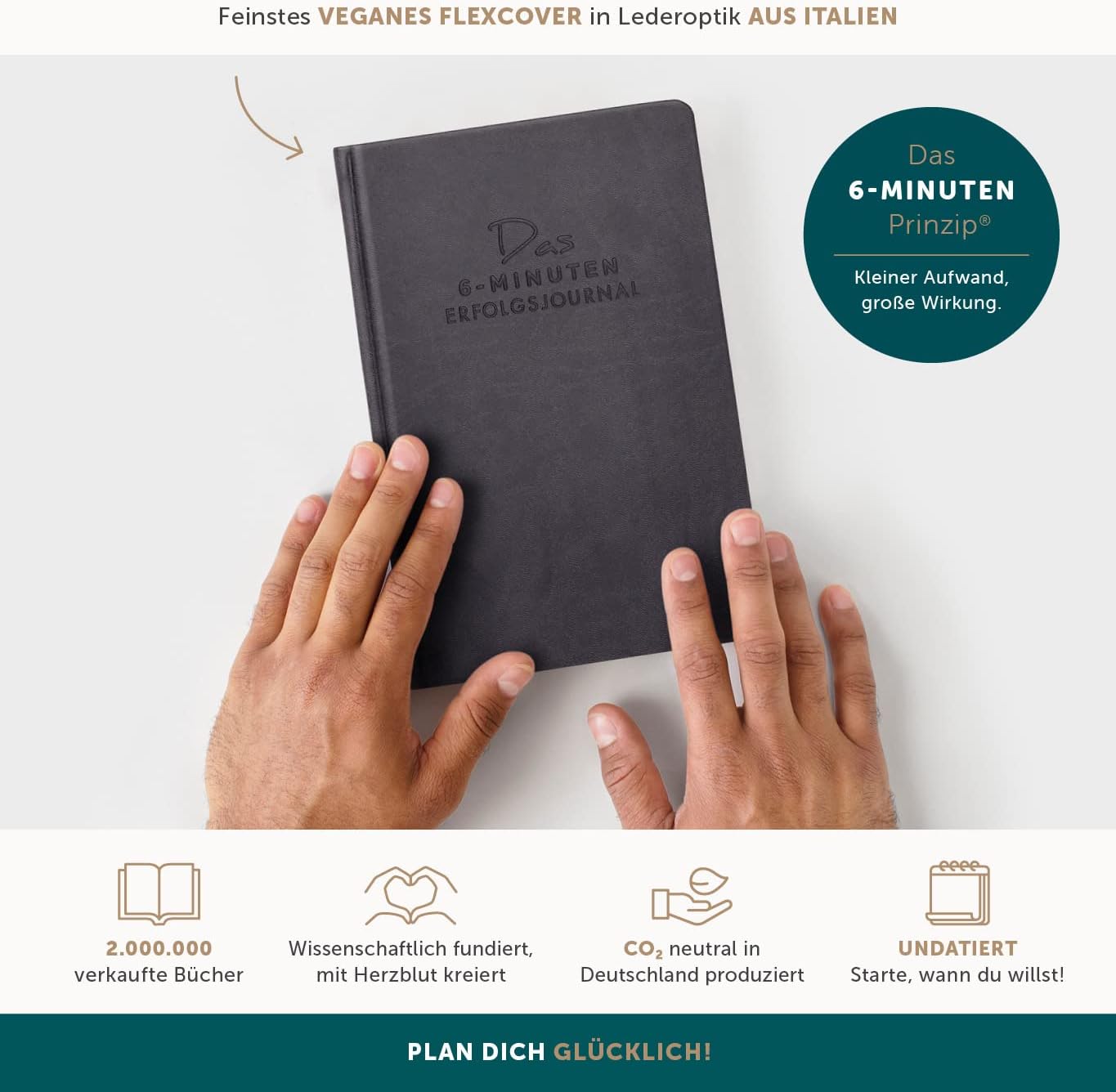Das 6-Minuten Erfolgsjournal, Anthrazit (veganes Ledercover)