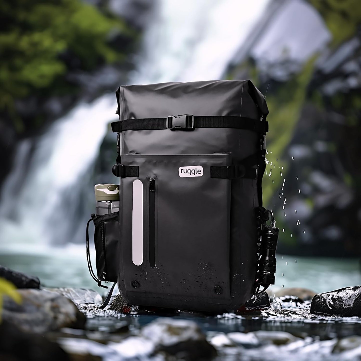 Wasserdichter Rucksack mit Rolltop, 30 Liter, 30 Liter Schwarz