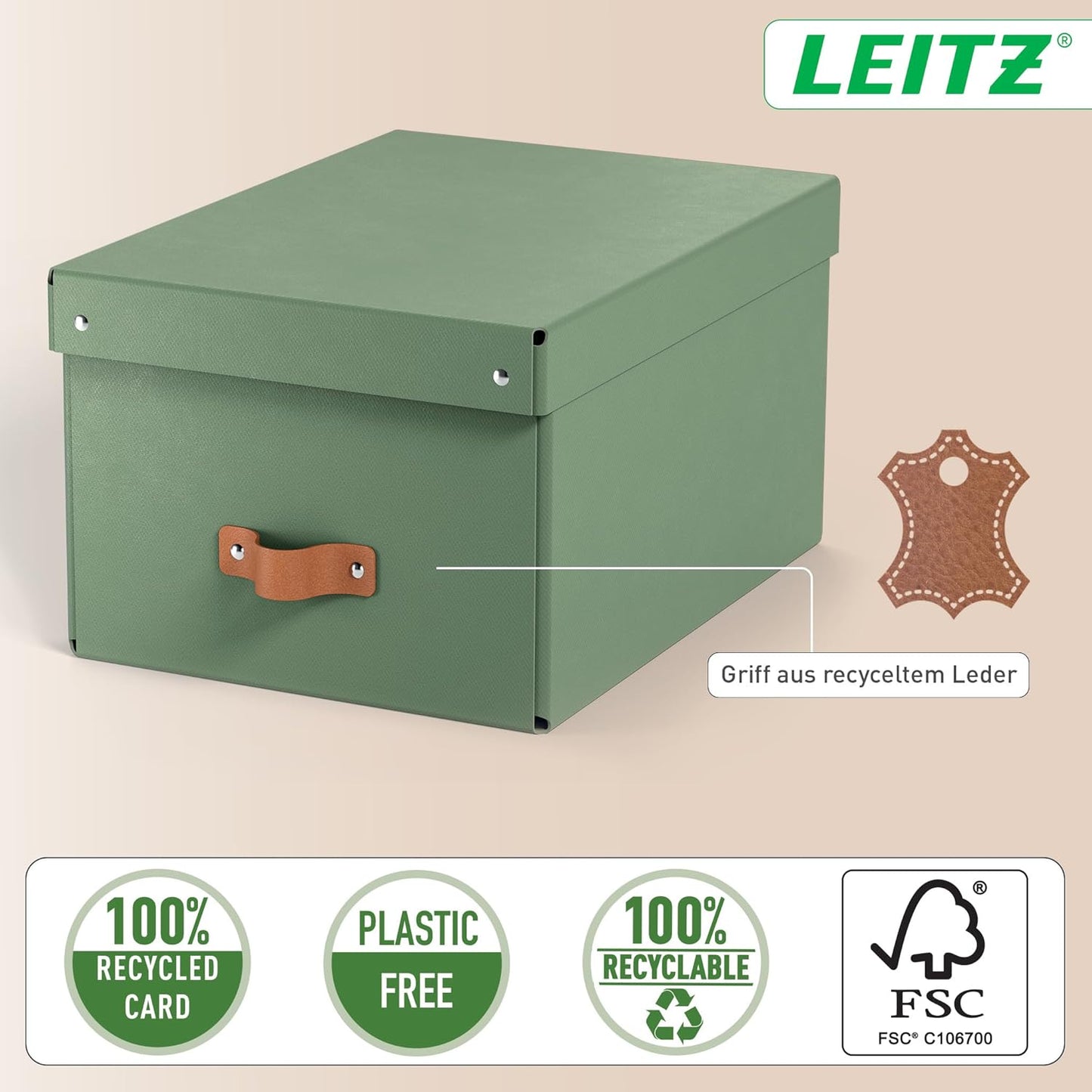 2er-Set Aufbewahrungsbox mit Deckel, Box mittel Grün