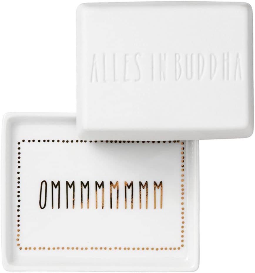 Butterdose: Alles in Buddha, Deckel: 12 x 9 x 5 cm Platte: 13,5 x 10,5 x 1 cm Weiß (Weiß).