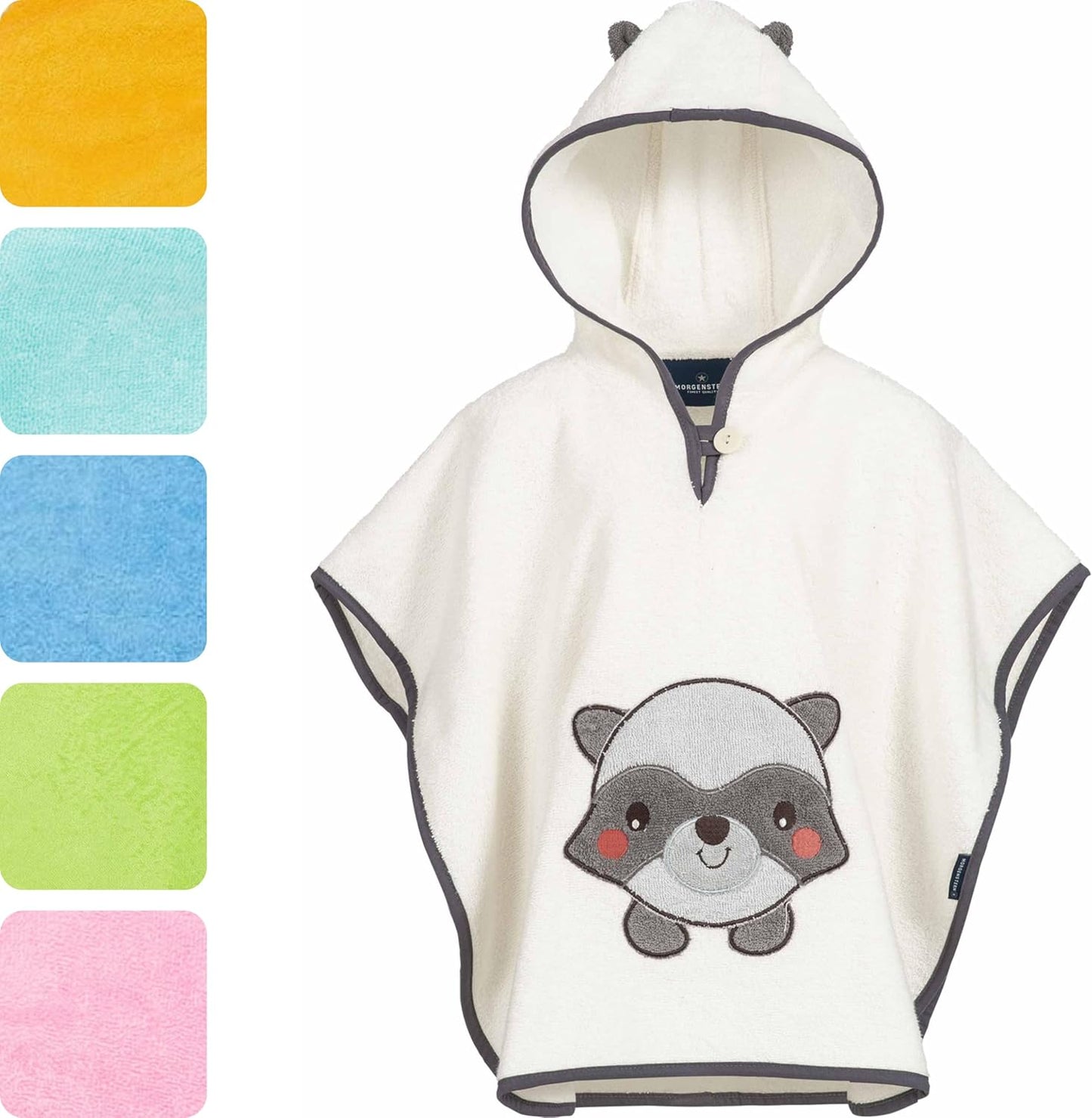 Badeponcho mit Kapuze, 1-3 Jahre (1er Pack) Creme - Waschbär