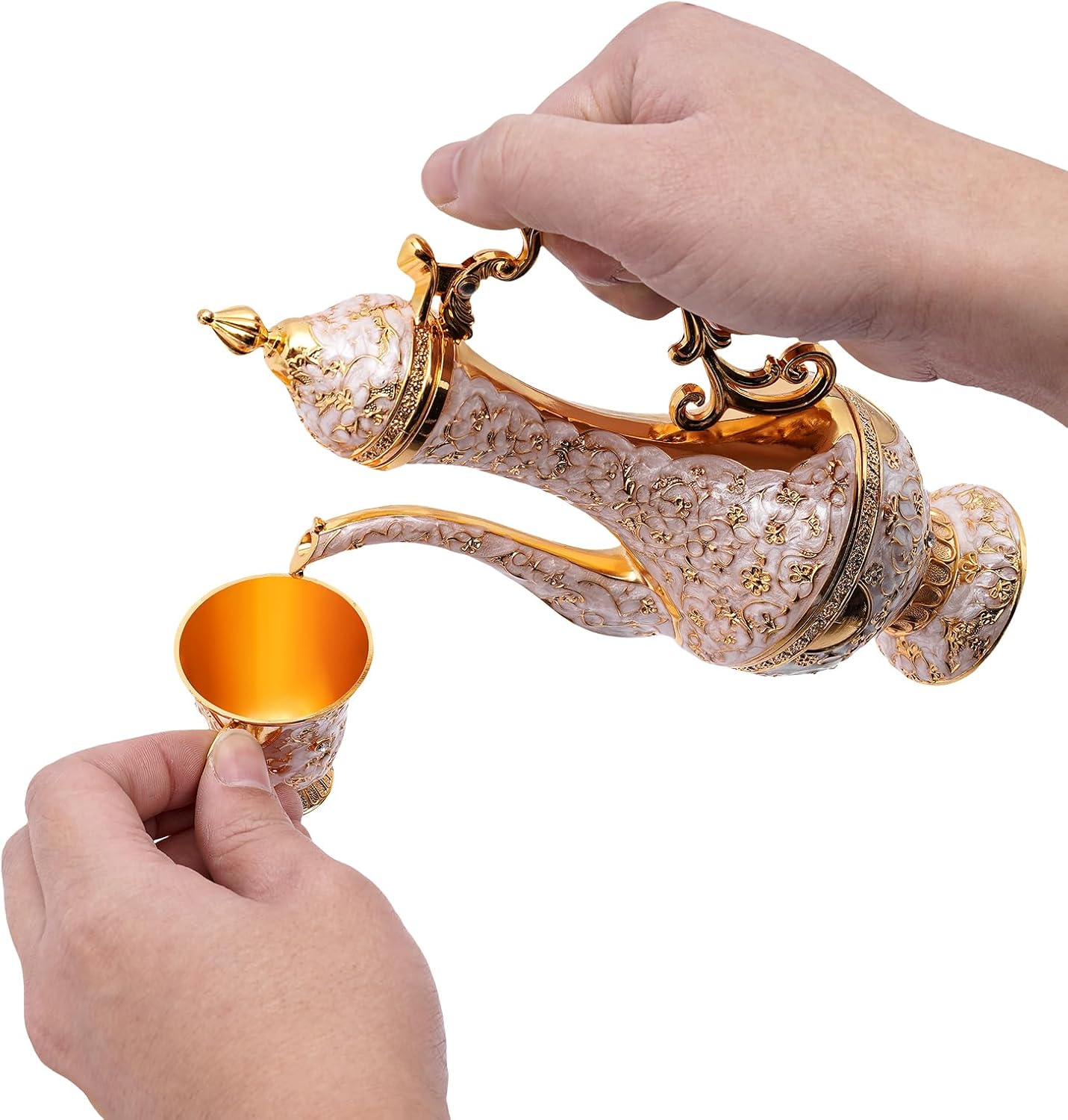 Vintage Türkisches Kaffeekannen-Set mit Tassen & Tablett, Gold