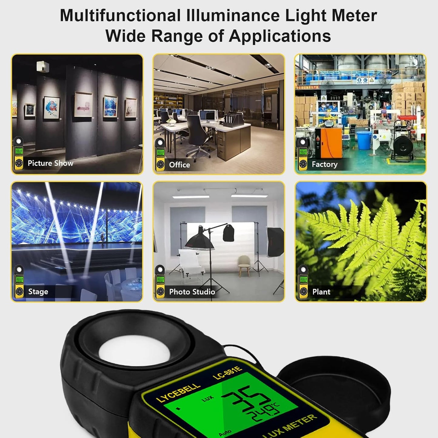 Digital Luxmeter LC-881E mit drehbarem Detektor, 300,000 Lux