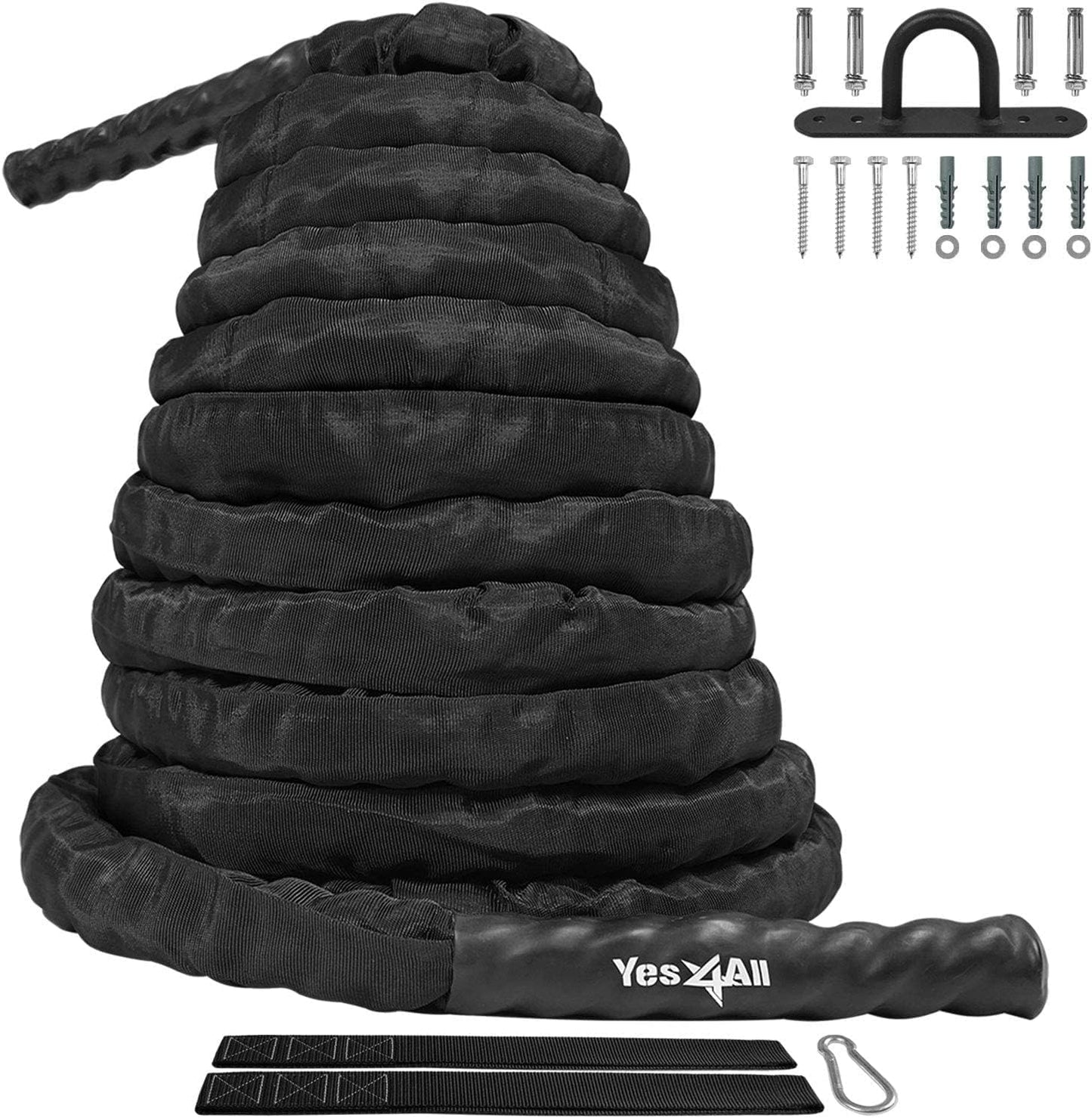 Battle Rope Trainingsseil, C.38mm - 15m Mit Schutzhülle - Anker