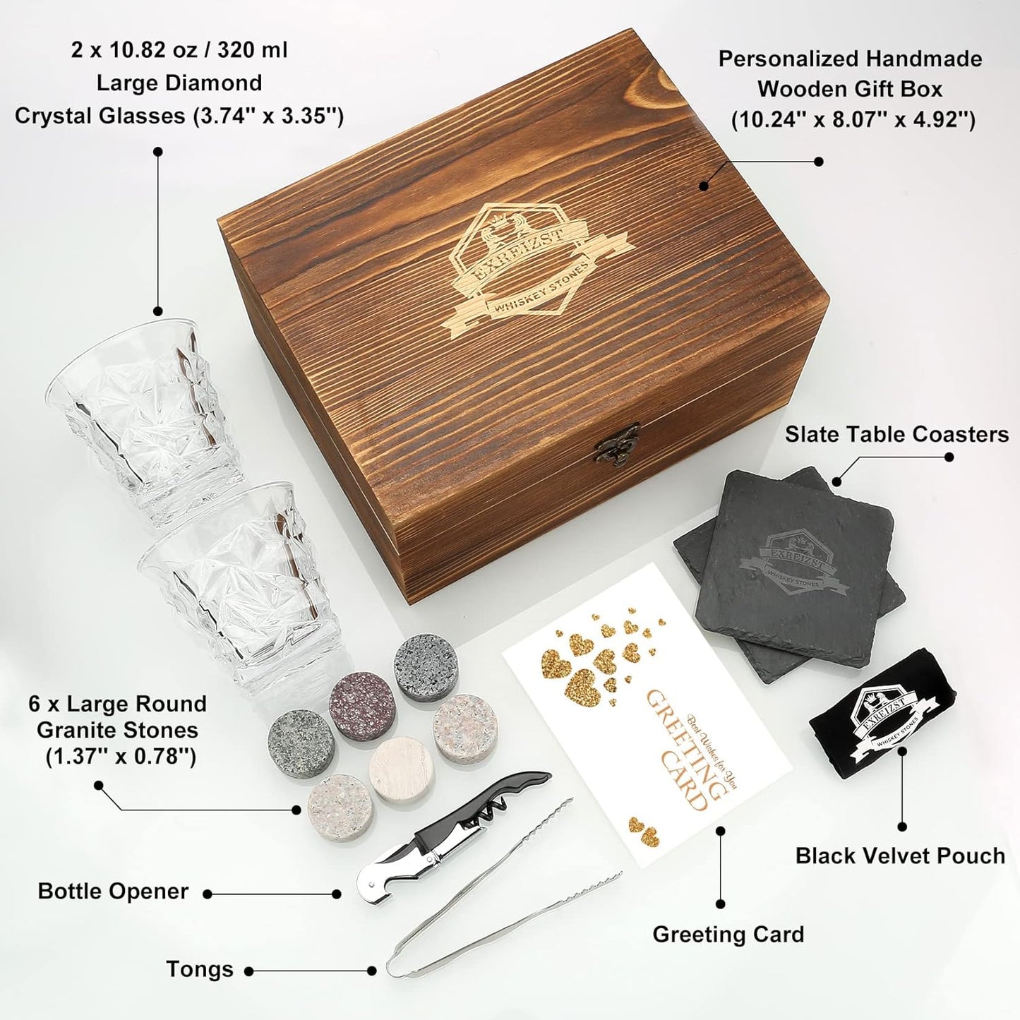 Whisky-Steine und Gläser - Geschenkset