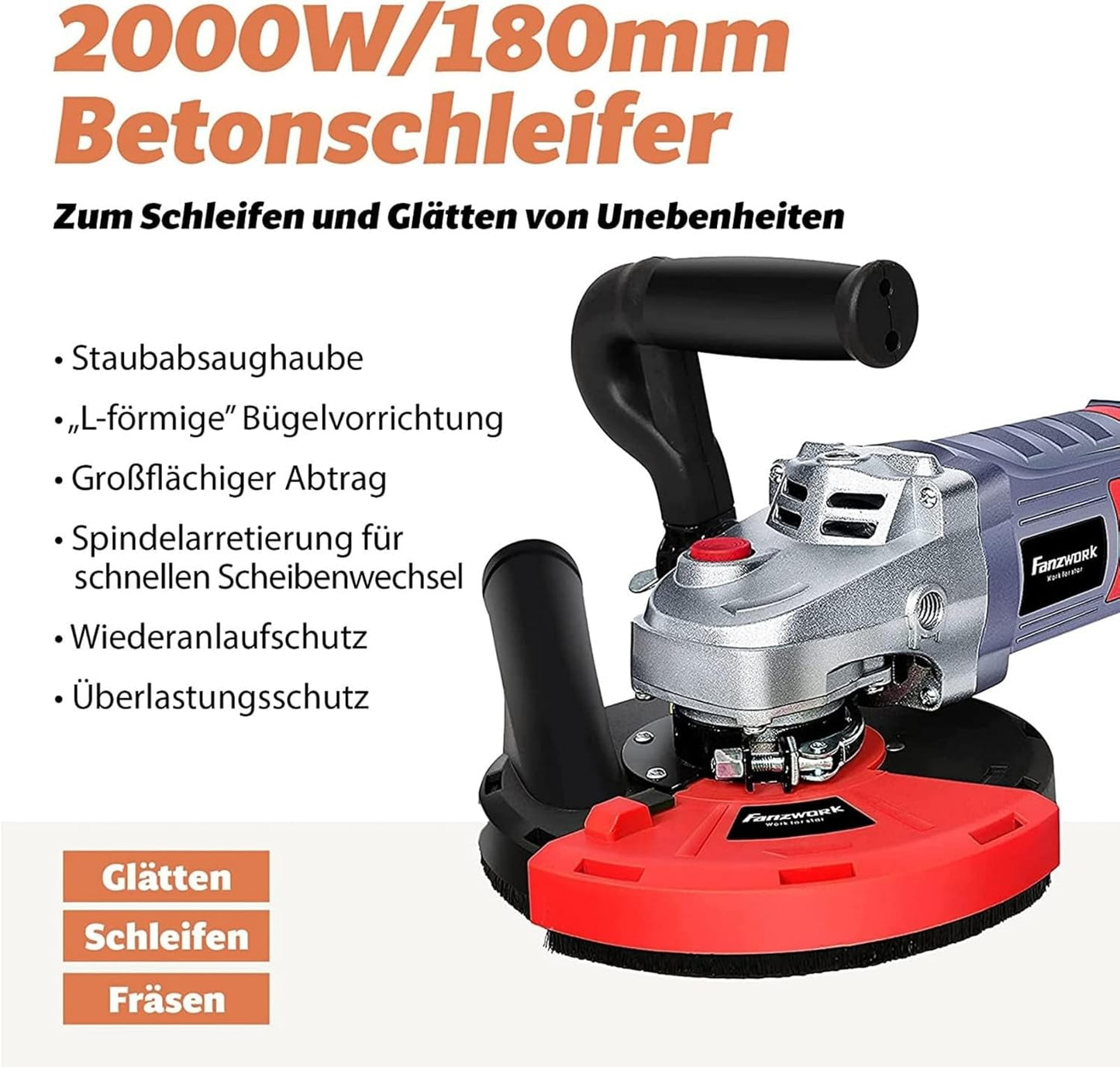 Betonschleifer, 2000W/180mm