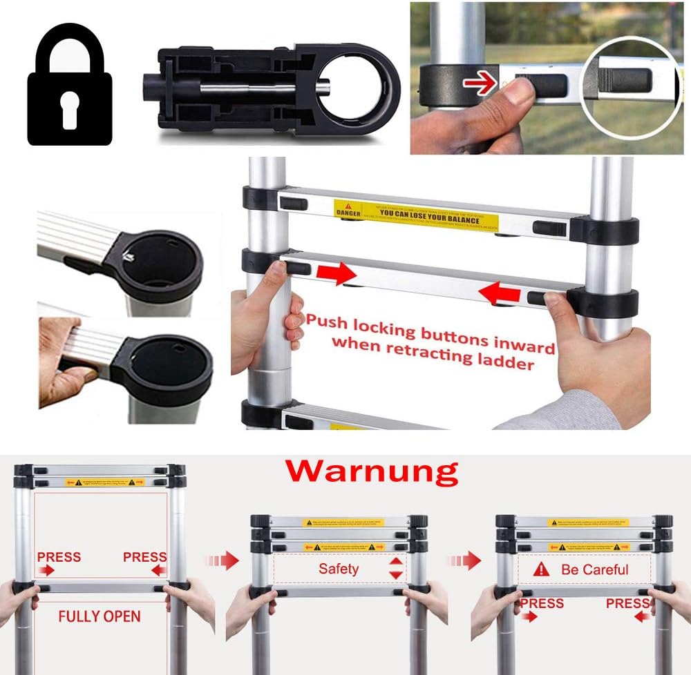 Teleskopleiter 5m, Mehrzweckleiter bis 150 kg (EN131), W-s-5m