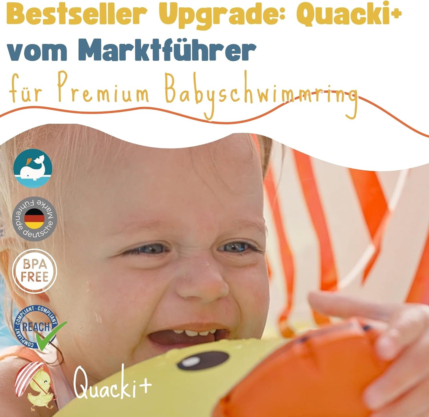Baby-Schwimmtrainer mit abnehmbarem Sonnendach, Gelb