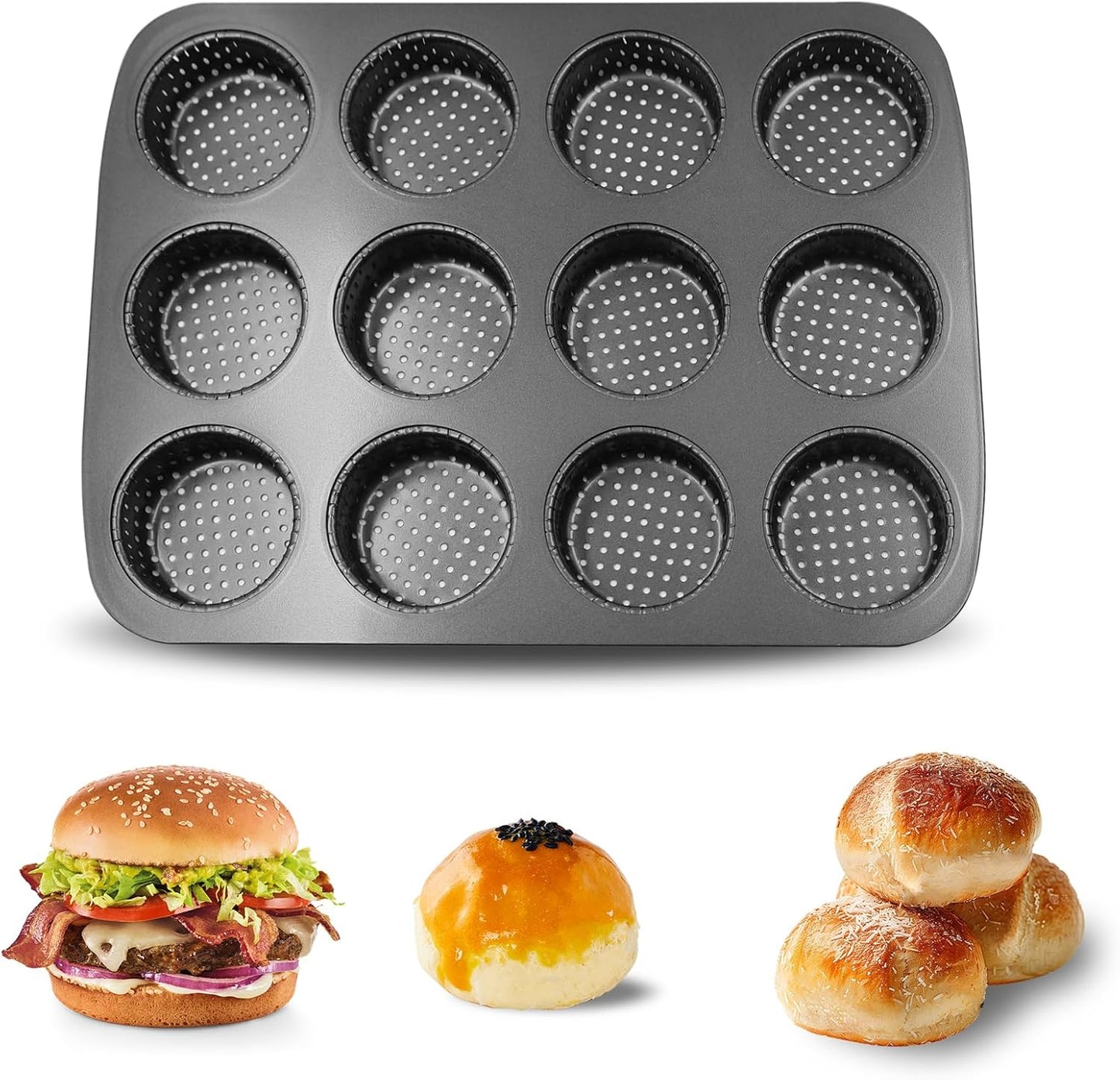 Mini Burger Brotblech mit Antihaftbeschichtung für 12 Bürgerbrötchen