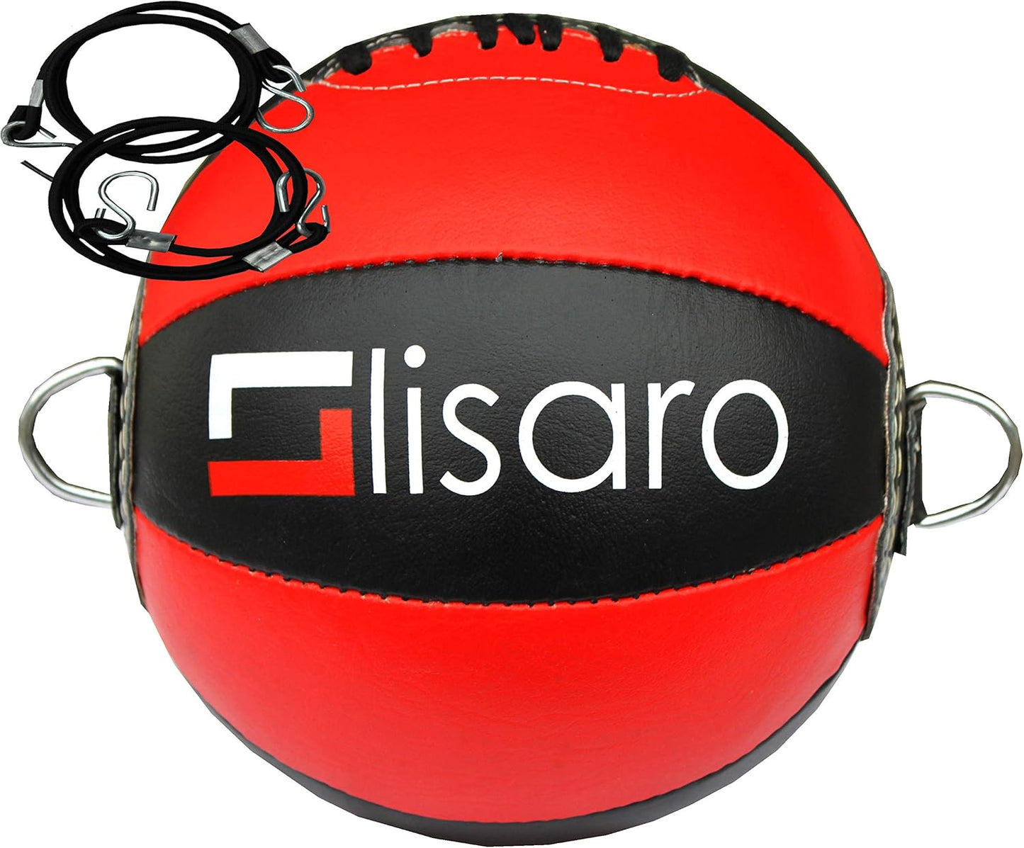 Leder Doppelendball mit elastischen Spanngurten, schwarz - rot