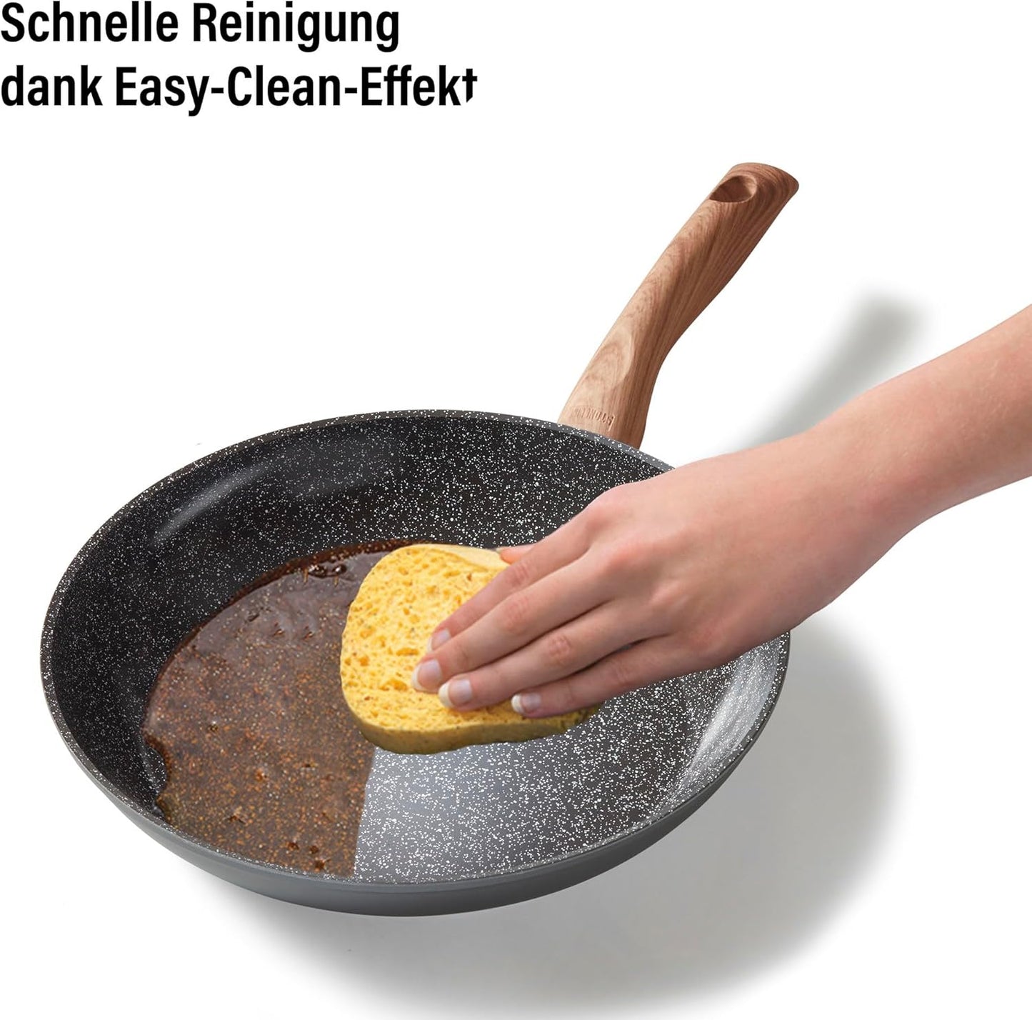 14-teiliges Kochgeschirr-Set, Induktionstauglich, 14-teilig, Holzoptik