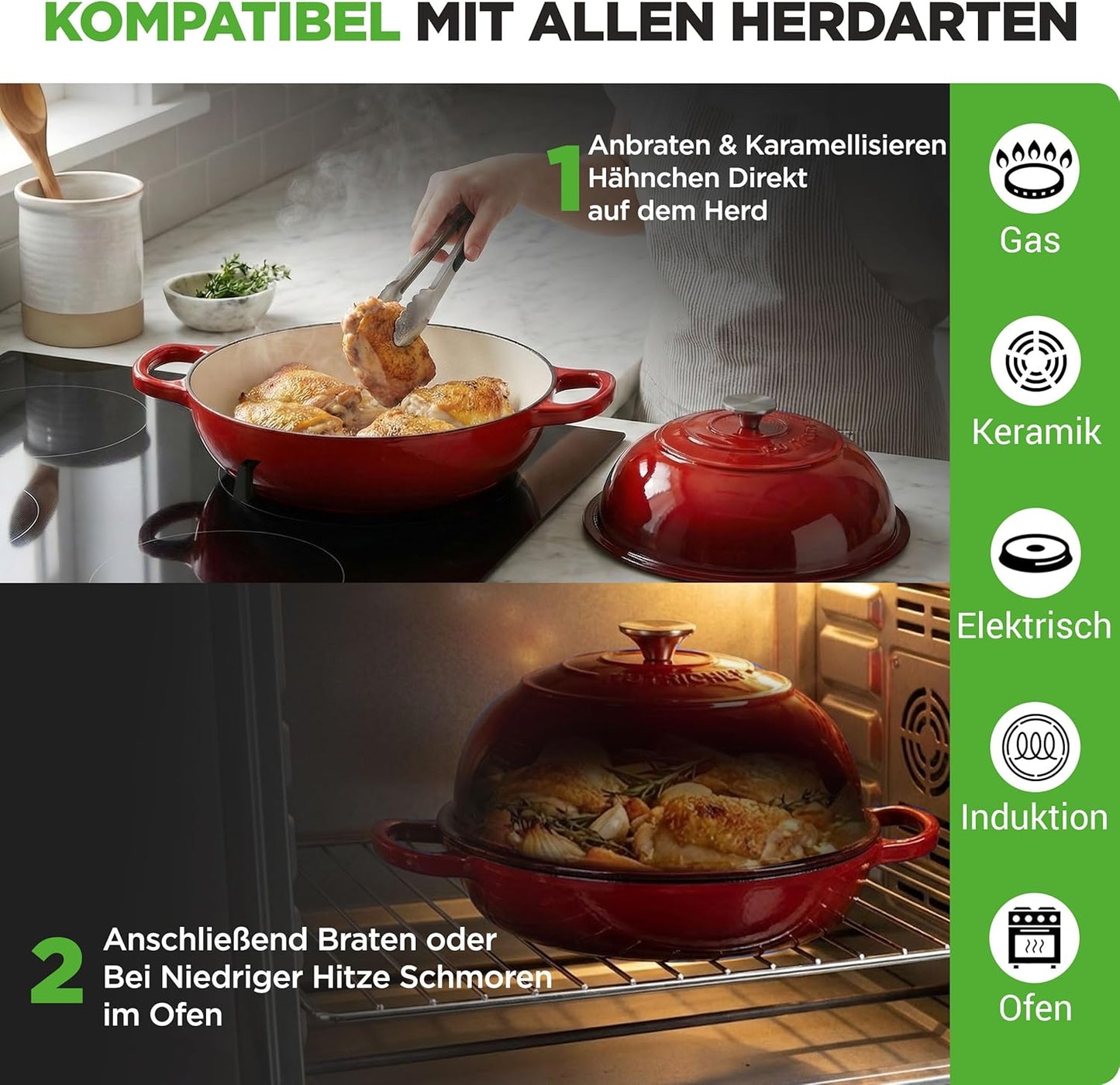 Gusseisentopf, Rot/Ausflug, einfarbig (Getaway Solids)