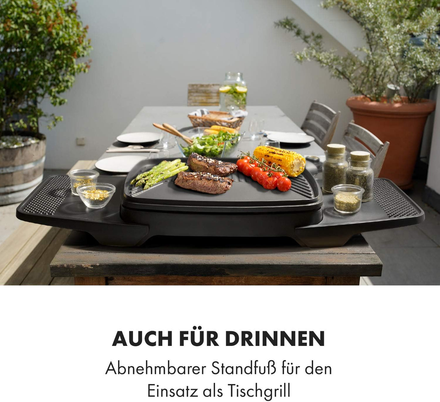 Stand- und Tischgrill mit EasyGrill Concept, Beige / Schwarz, 2000 W