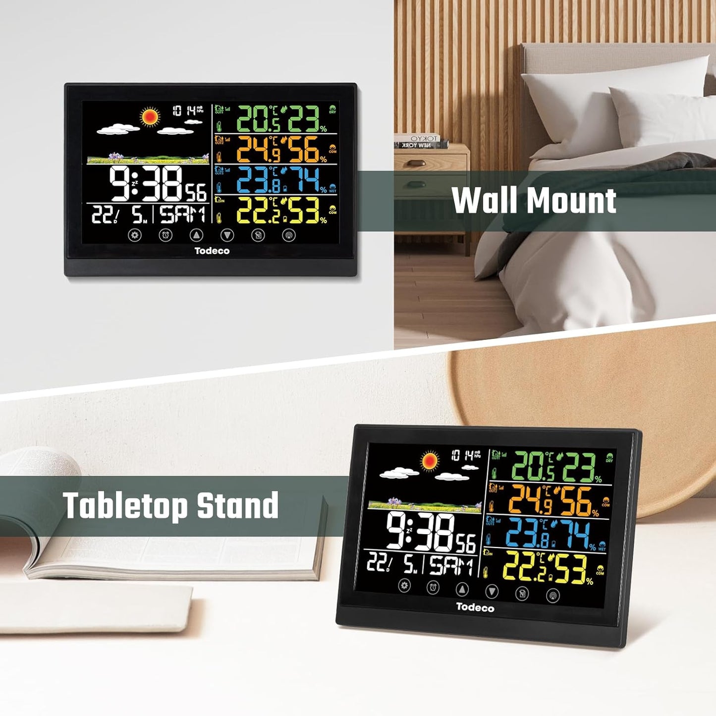 Funk-Wetterstation mit 3 Aussensensoren