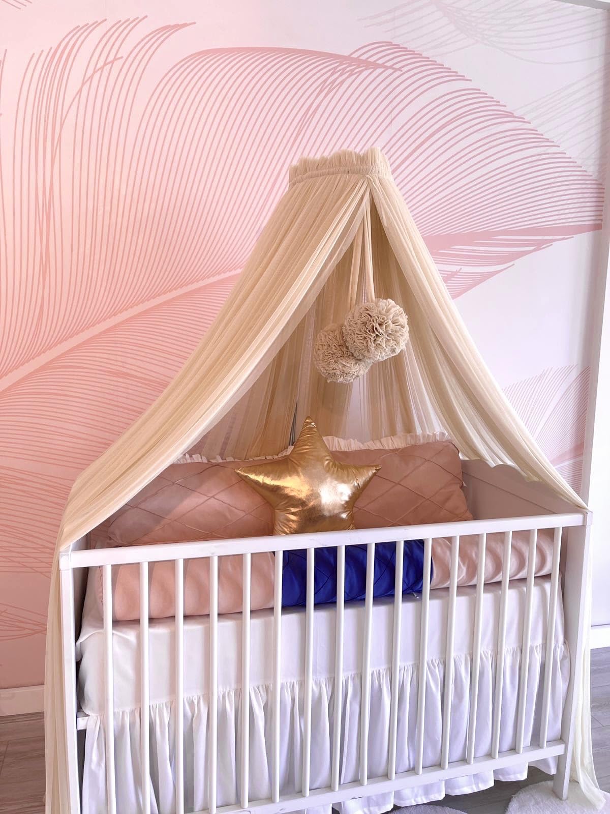 Betthimmel für Babybetten, Nude (Beige mit Einem Leichten Rosastich