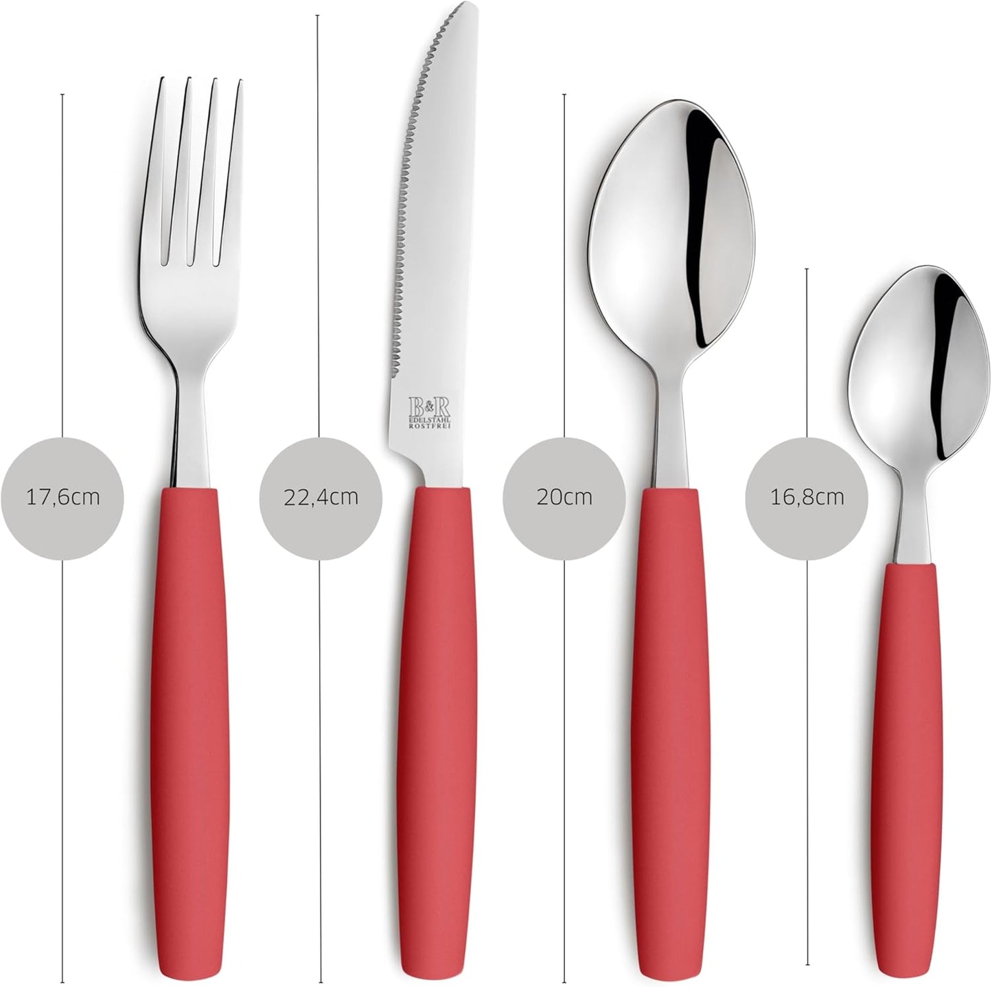 Besteck-Set für 4 Personen, Rot