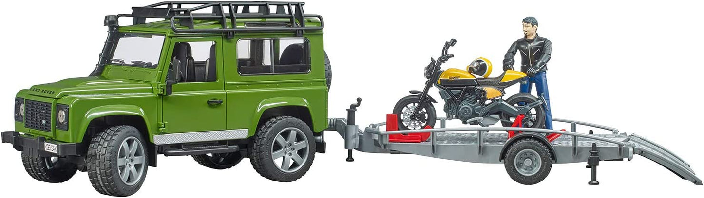 Land Rover Defender mit Anhänger, Scrambler Ducati Full Throttle, Modellfahrzeug