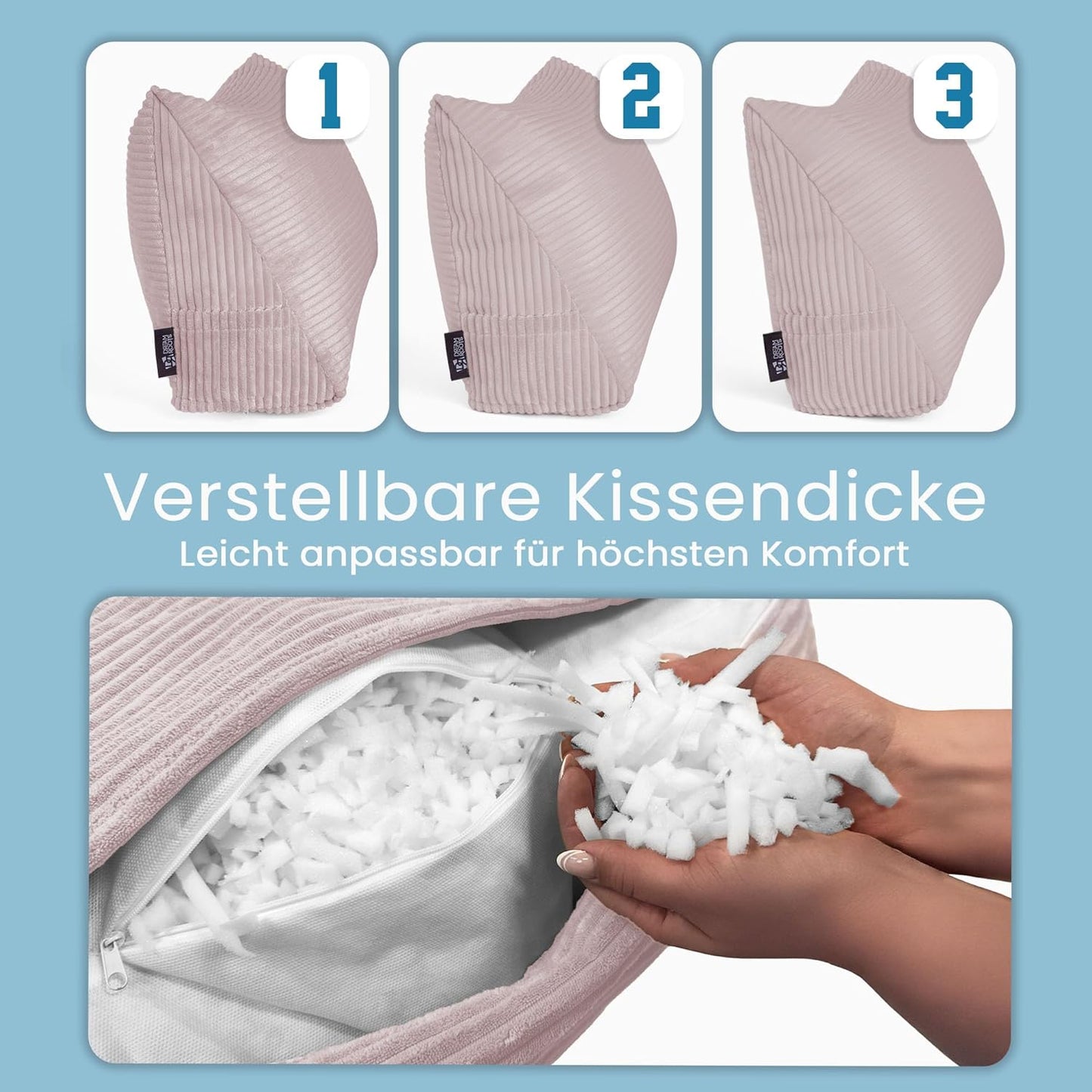 Rückenkissen, Helles Rosa 70×40×20 cm
