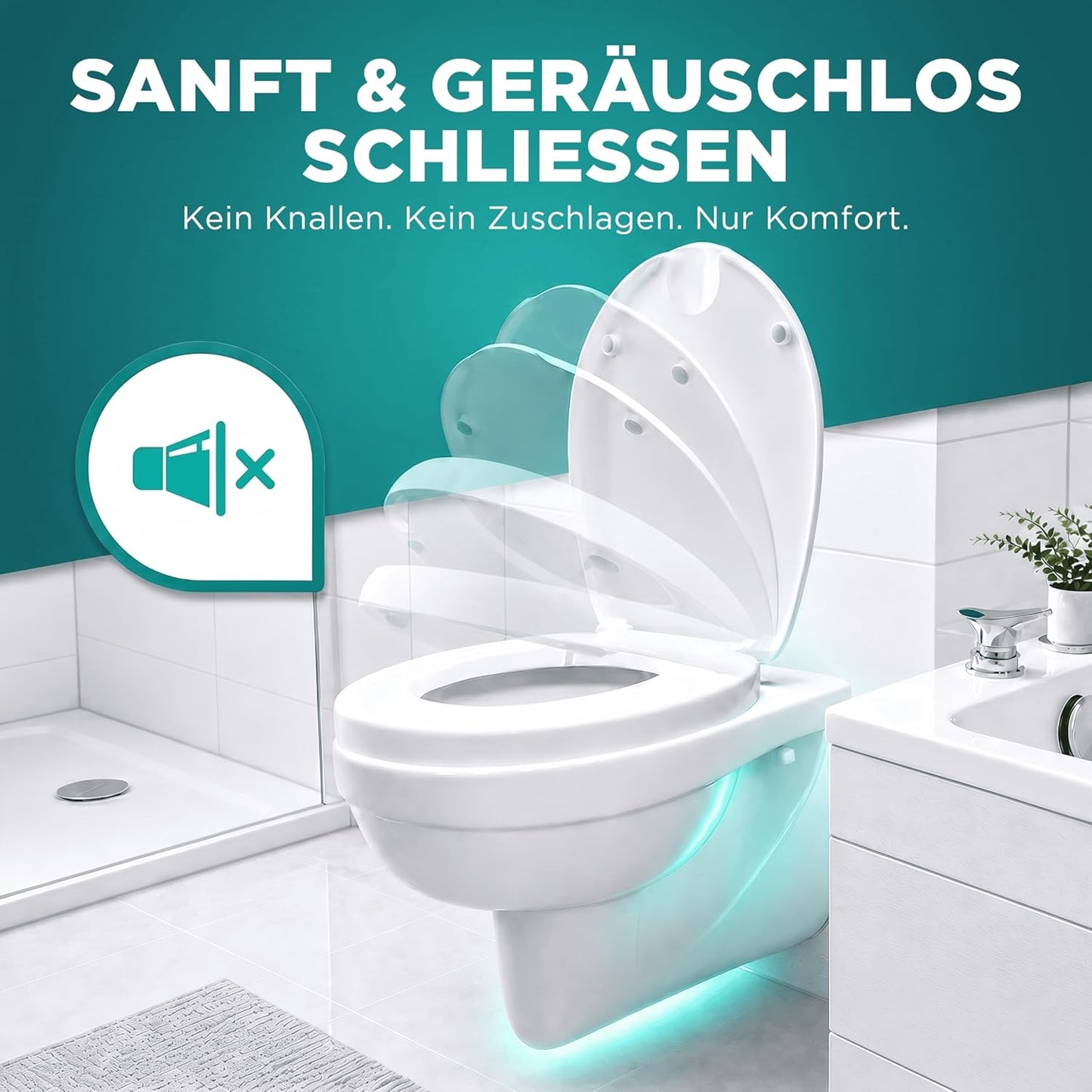 WC Sitzerhöhung mit Absenkautomatik, 7,5 cm, 250 kg