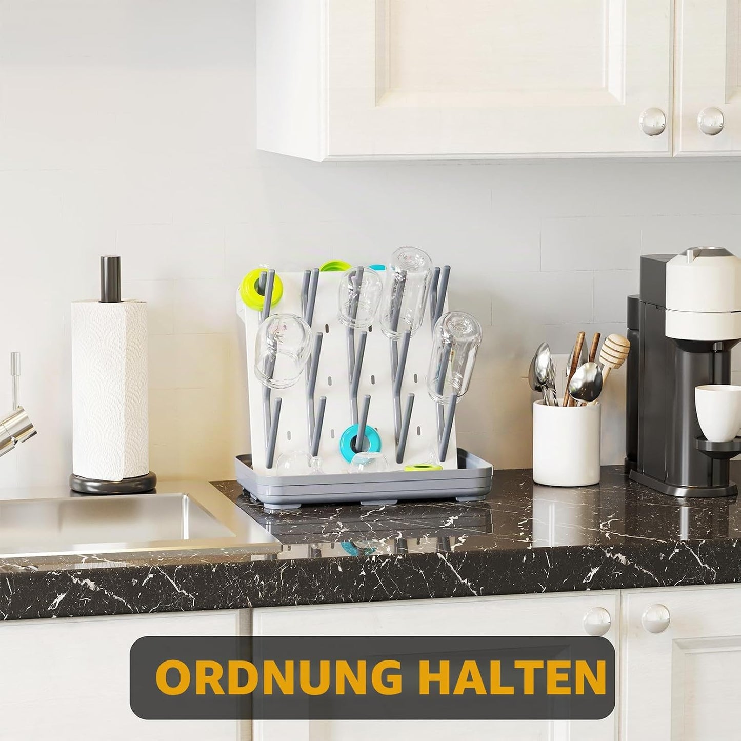 Abtropfgestell für Babyflaschen mit 20 Haken, Grau
