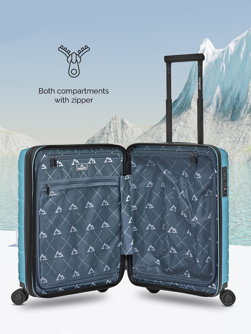 Kleiner Hartschalen Kabinen-Koffer, Glacier Blue Metallic Koffer S (55 cm) erweiterbar