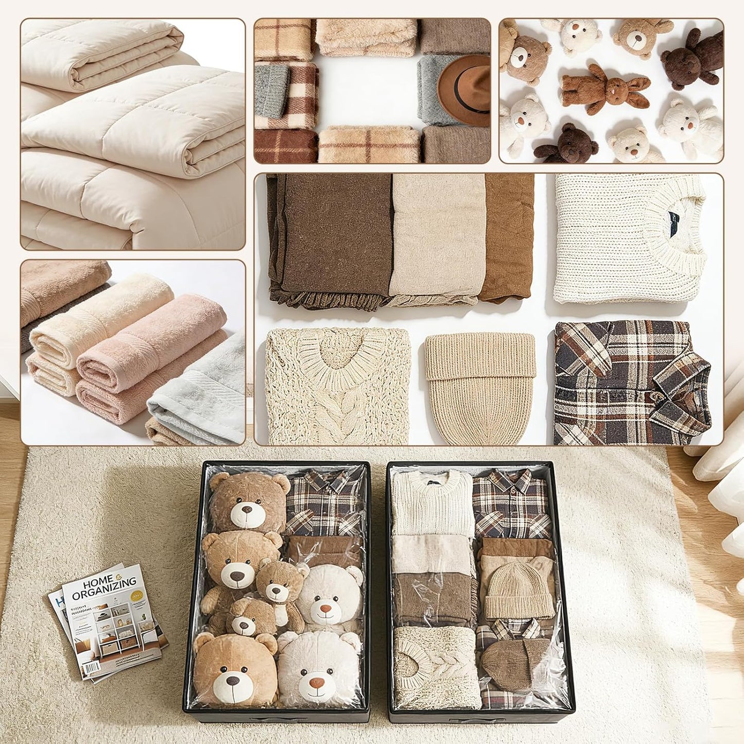 Unterbett Aufbewahrungstaschen-Set, 75L (L100 x B50 x H15 cm für Unterbett ) 4