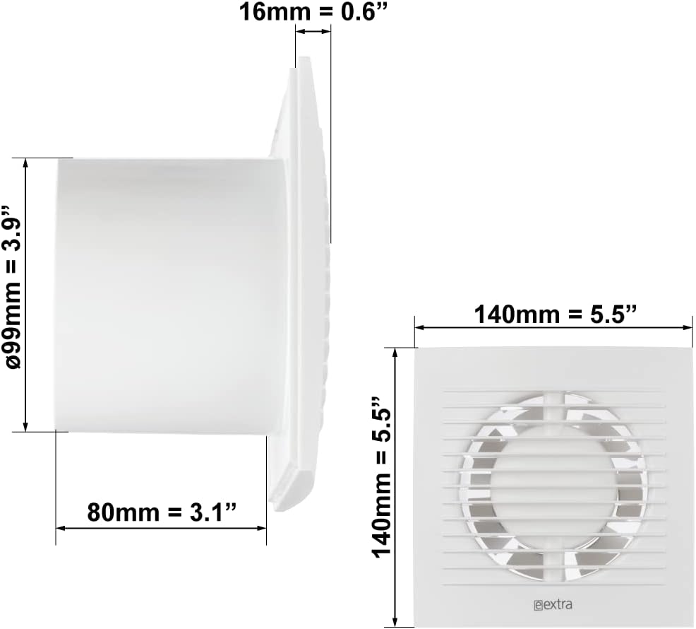 Badlüfter mit Timer und Nachlauf (100mm), Ø 100mm Weiss