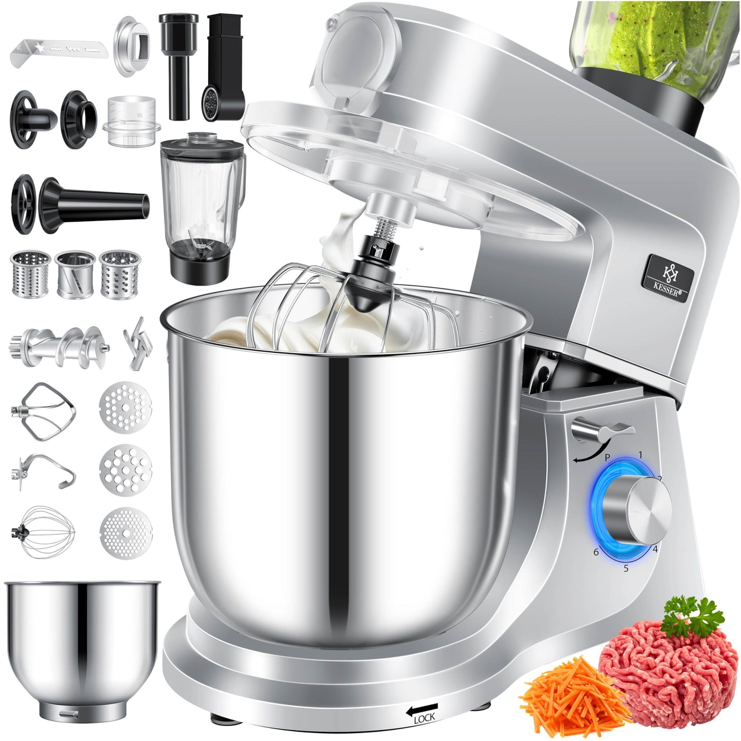 3 in 1 Universal Küchenmaschine mit Fleischwolf und Mixeraufsatz K-KM 3000