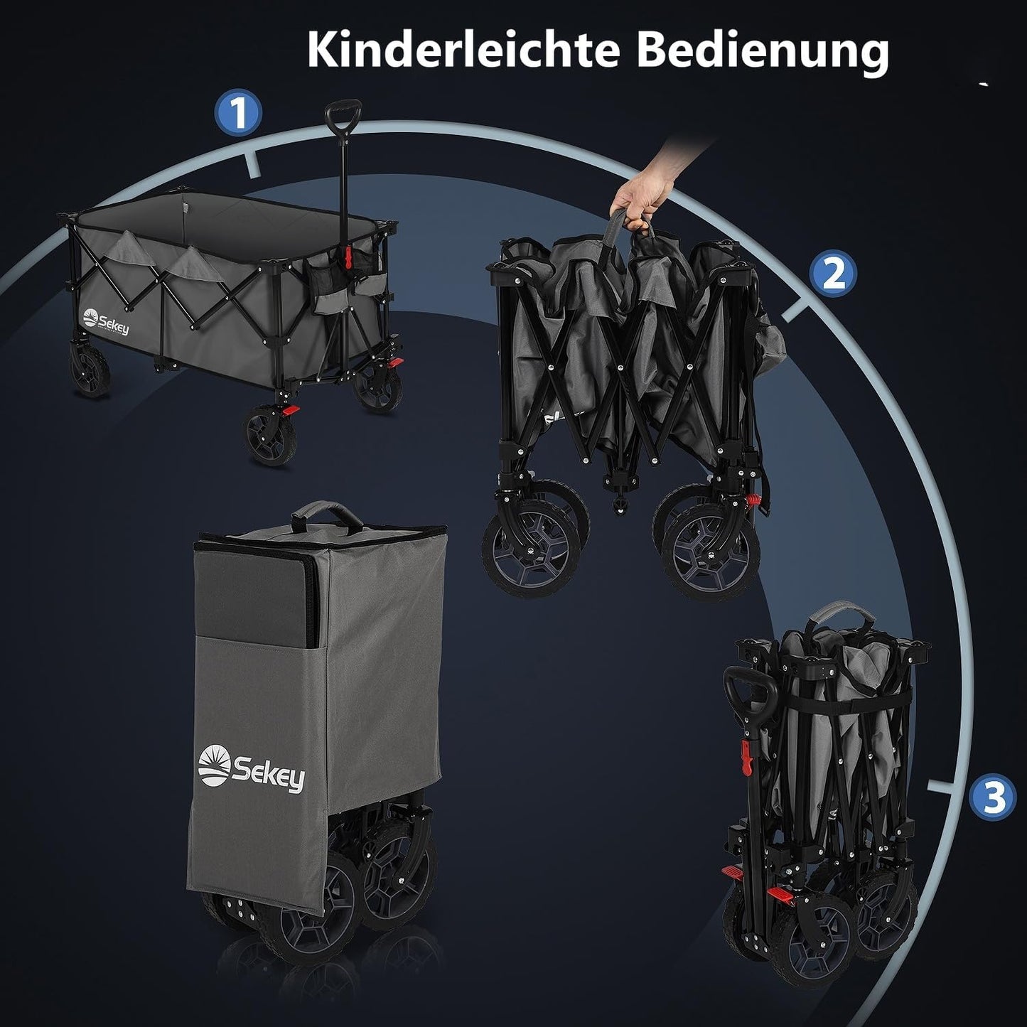Faltbarer Geländebollerwagen FW29, Anthrazit 200L