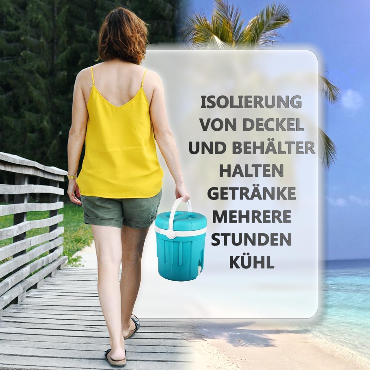 Isolierter Getränkespender mit Zapfhahn, Aquamarin