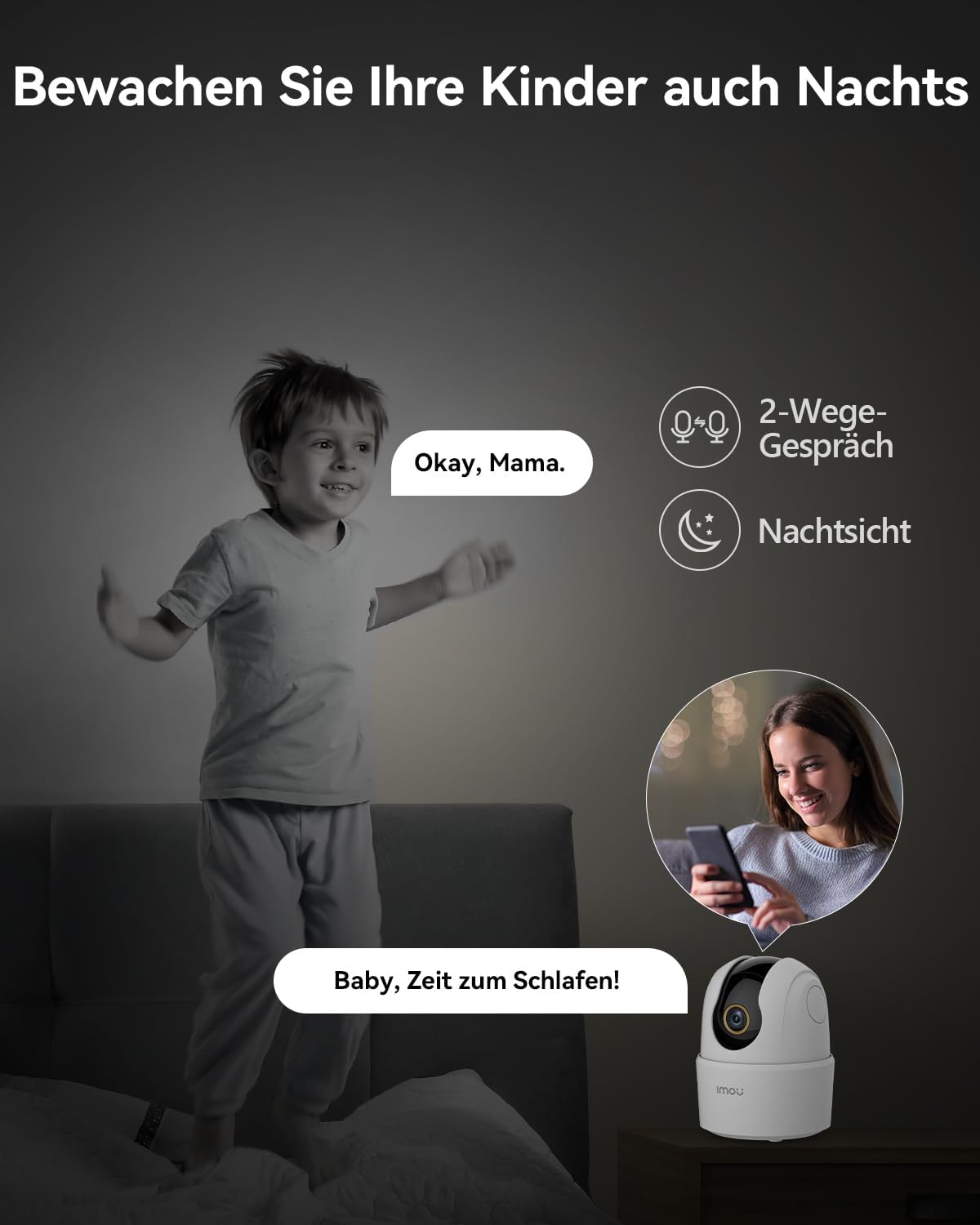 Überwachungskamera mit AI-Erkennung und Nachtsicht, 3k 5mp 1pack