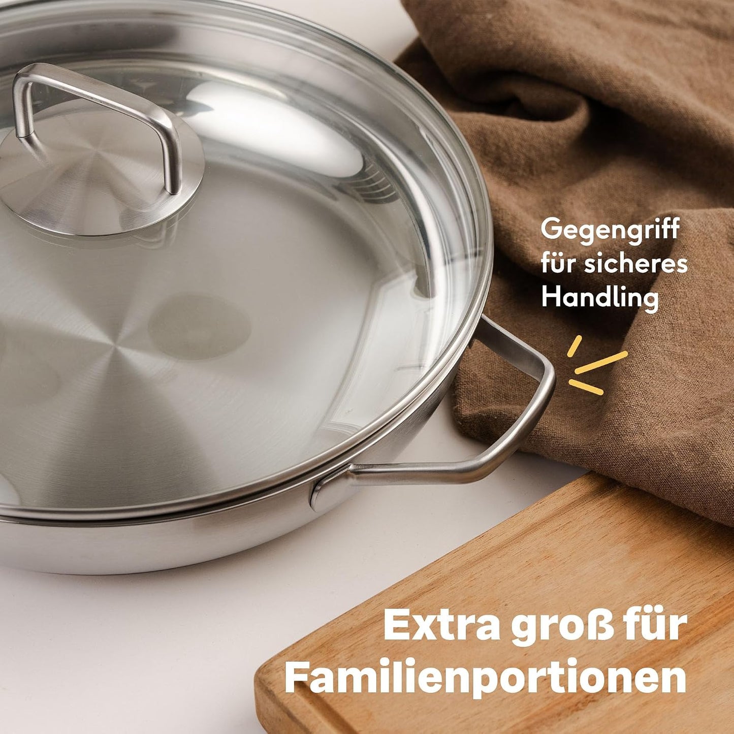 4-teiliges unbeschichtetes Pfannen-Set, Unbeschichtet 4er Set | 20, 24, 28 + 32cm