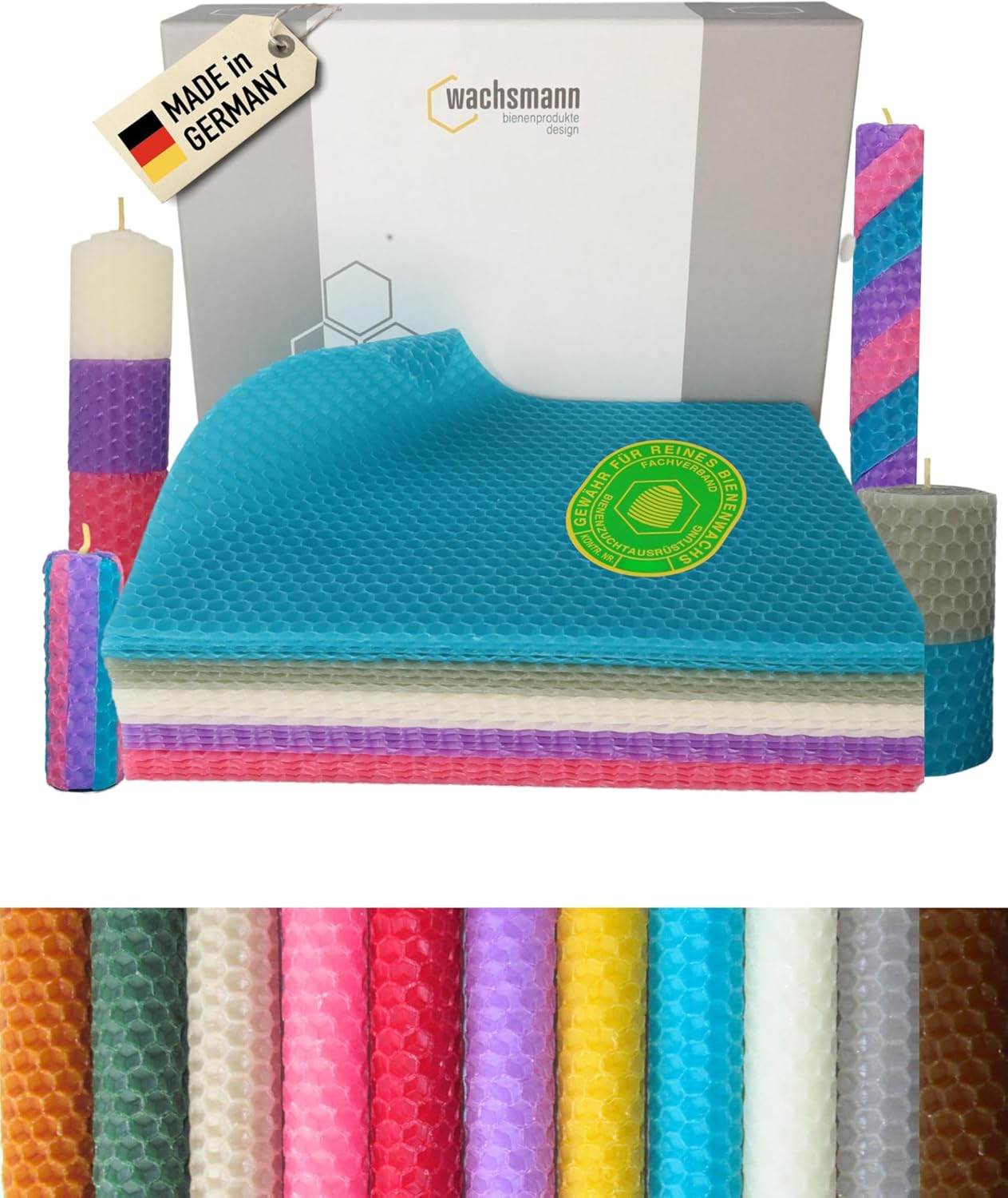20er Set Bienenwachsplatten für Kerzenherstellung, Set Farbenzauber | 20 X 15 cm