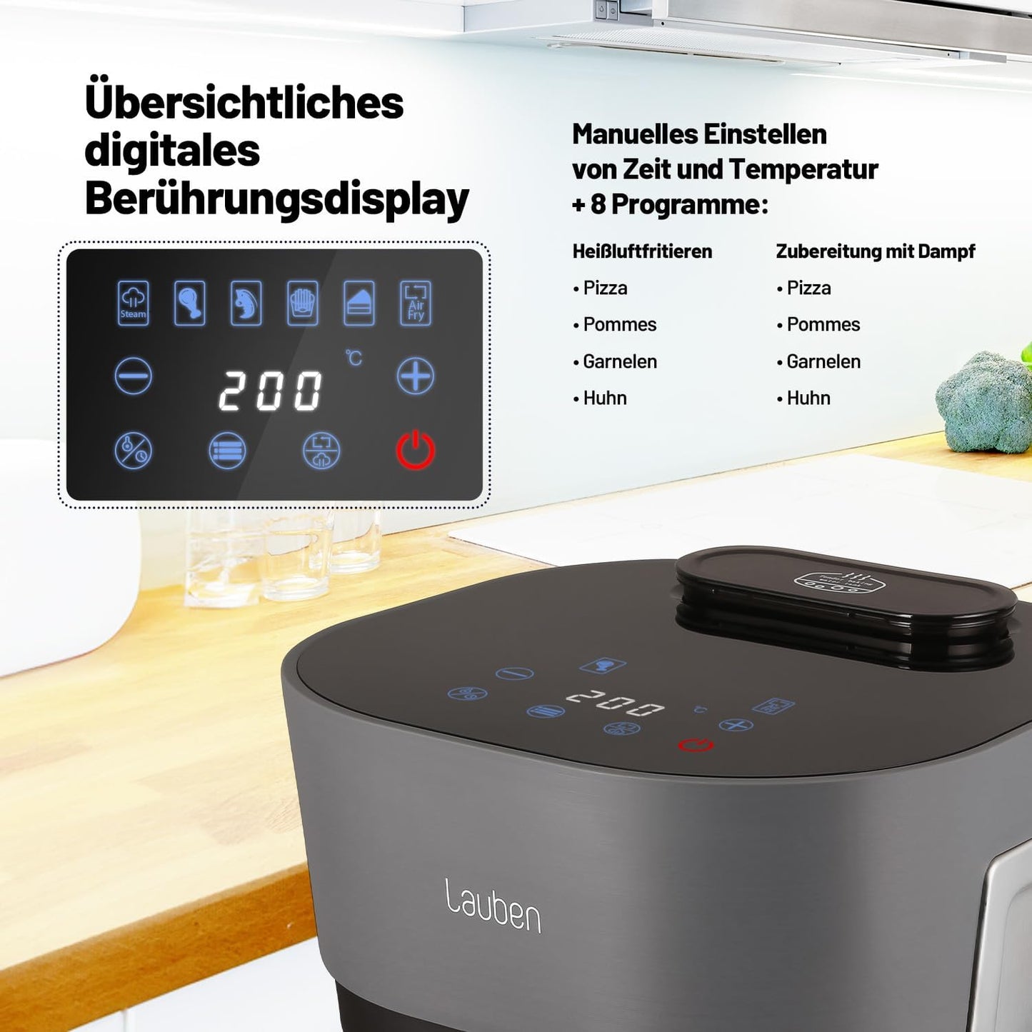 Heissluftfritteuse mit Dampffunktion (4,5L)