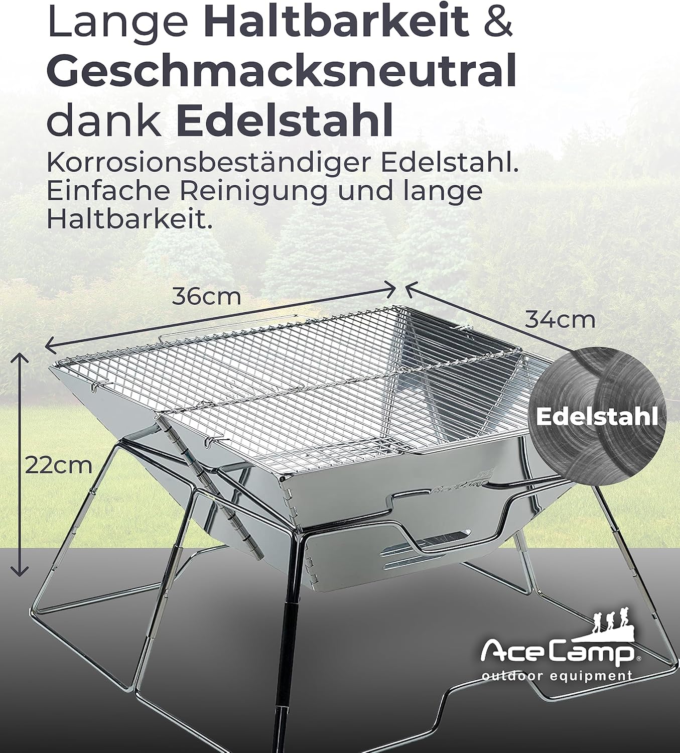 Faltbarer Holzkohlegrill, Medium 34 X 36 X 22 Cm