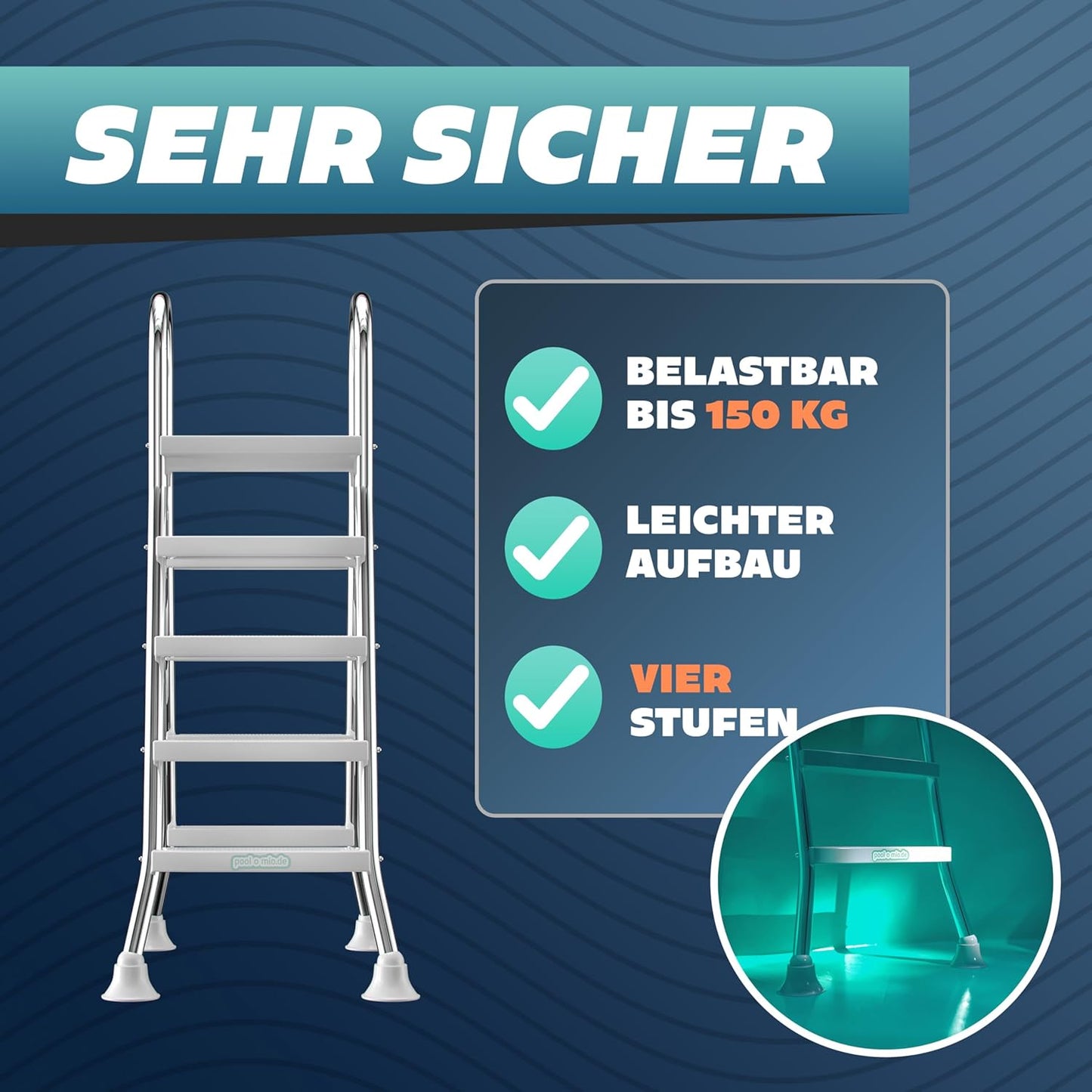 Poolleiter, bis 132 cm