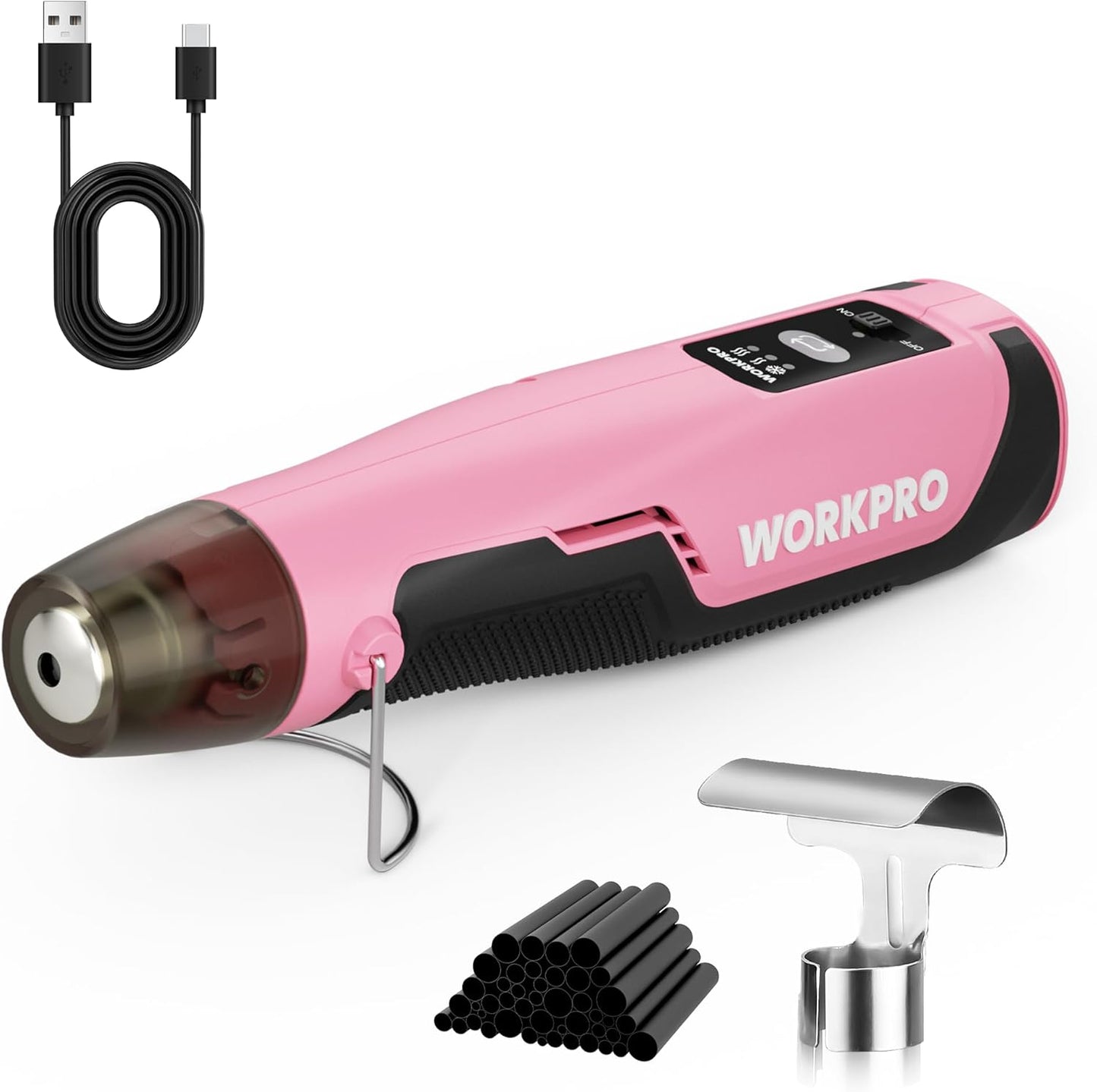 Mini-Heissluftpistole mit Schrumpfschläuchen, Rosa & Schwarz