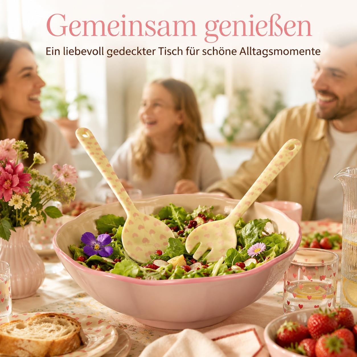 Salatbesteck mit Herzmotiv, Herzen