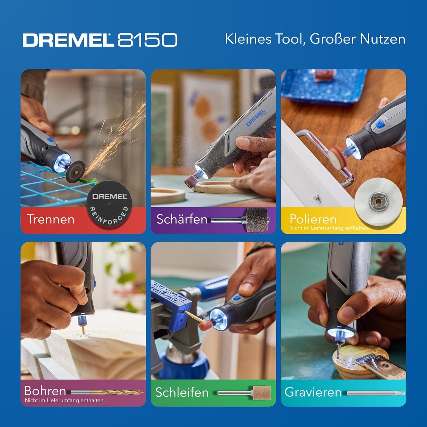 Bürstenloses 8150 Akku-Multitool-Set mit 20 Zubehörteile, Dremel 8150 Bürstenloses Akku-Multitool-Set