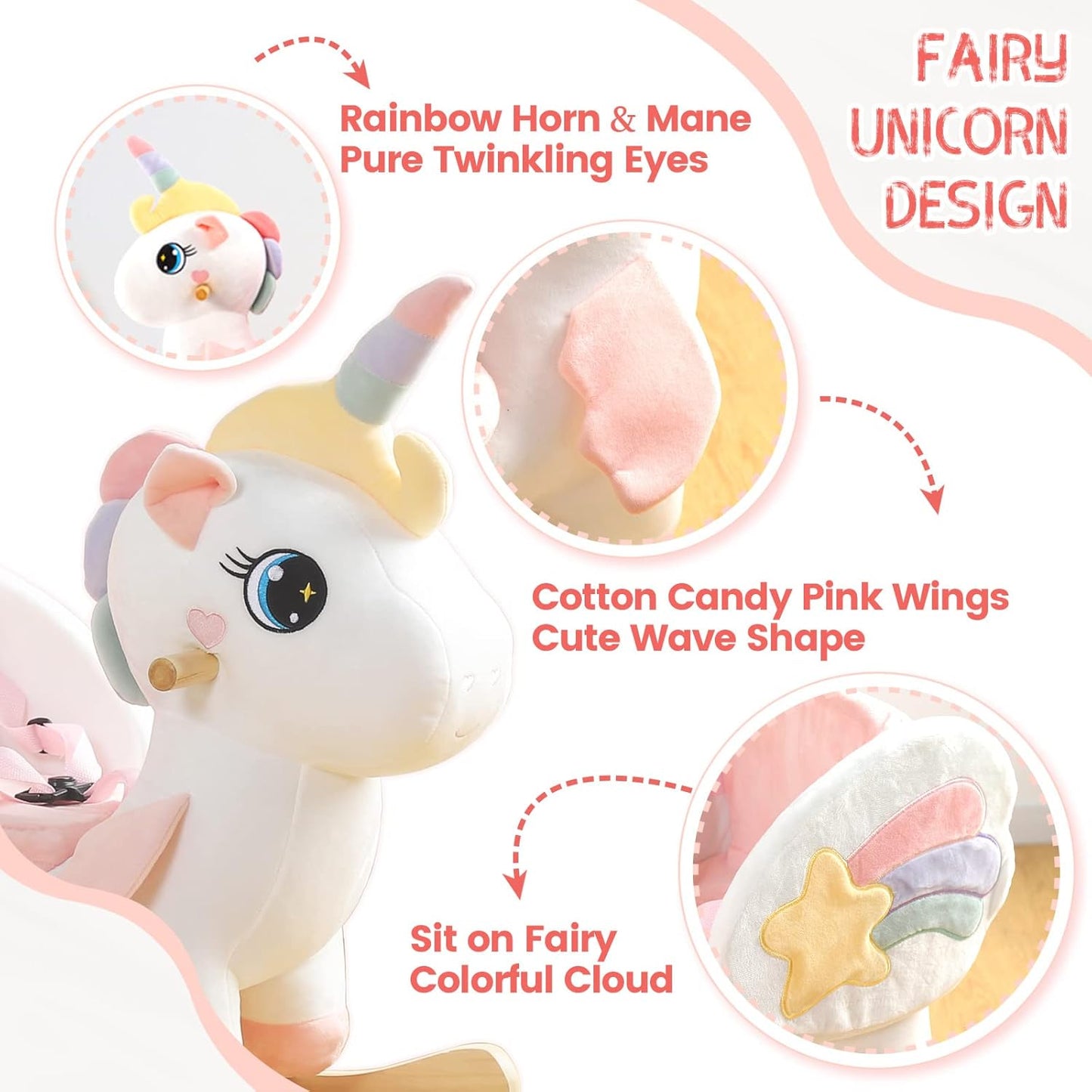 Einhorn-Baby-Schaukelpferd, Bezauberndes Weisses Einhorn